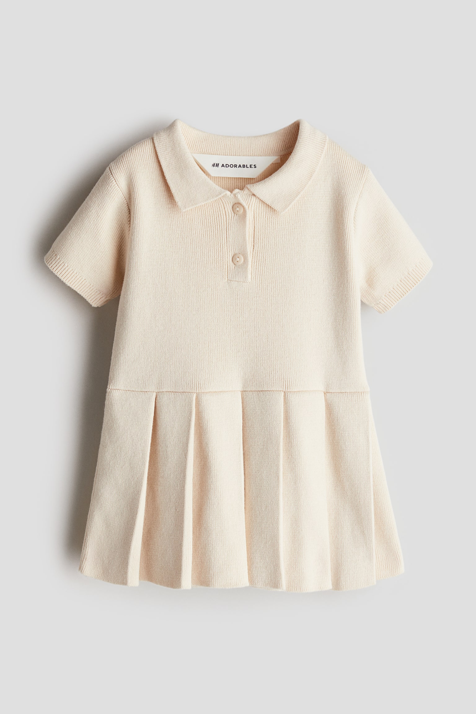 Fine-knit cotton dress - Cream - 1