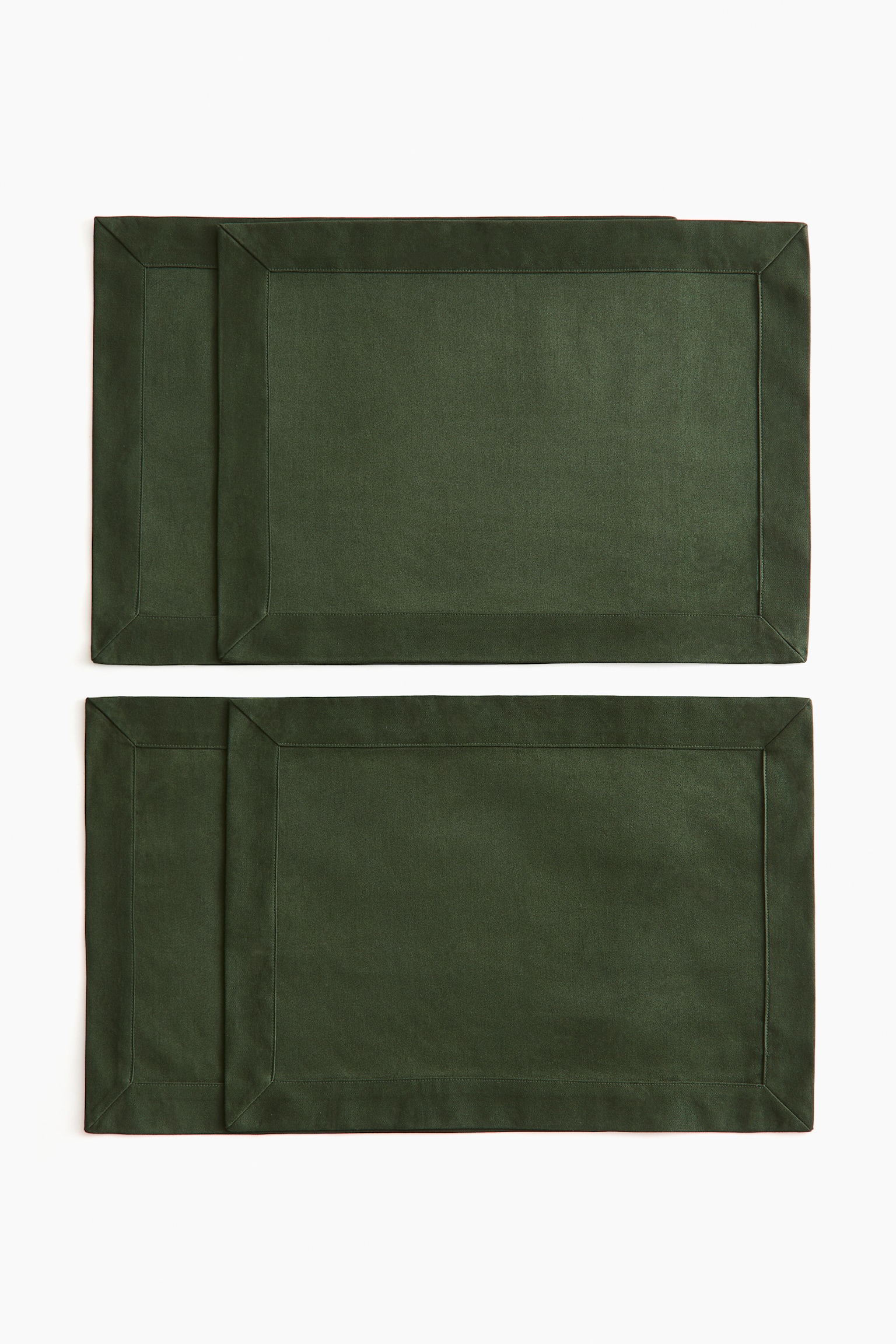 4-pack damask place mats - Dark green/Dusty yellow/Light greige