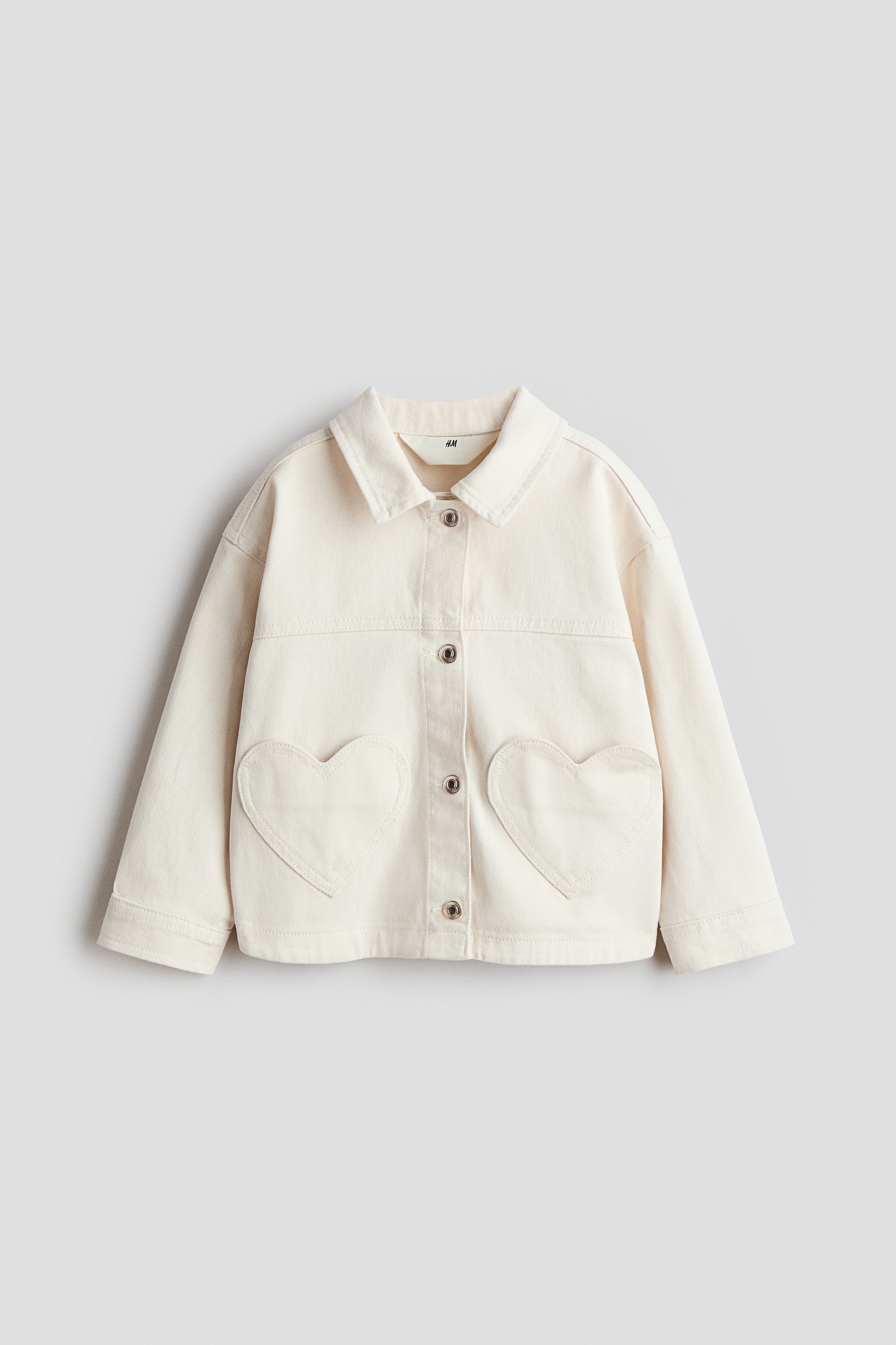 Heart-Pocket Twill Jacket - Light beige/Light pink
