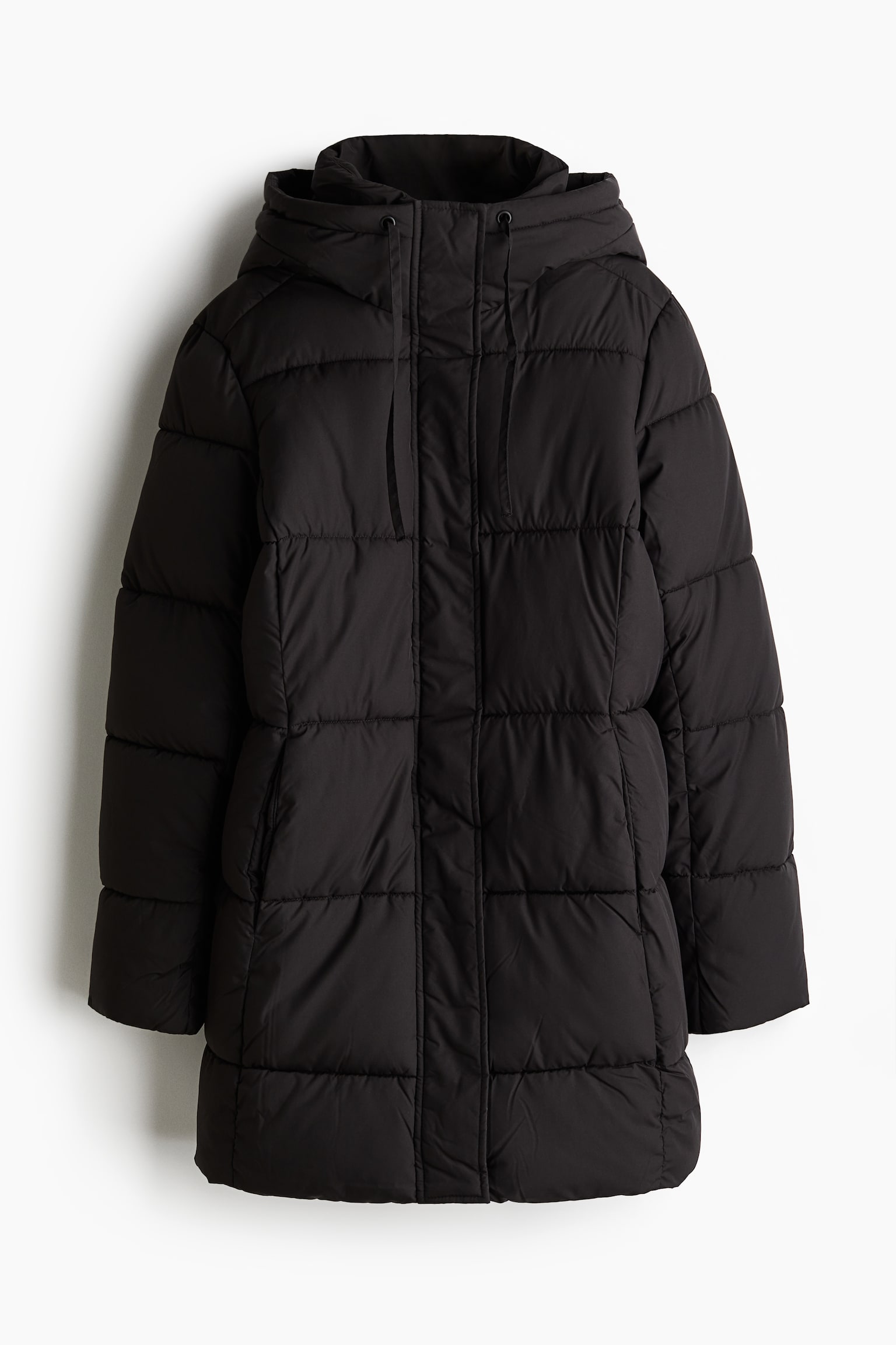 Hooded puffer coat - Black/Greige - 2