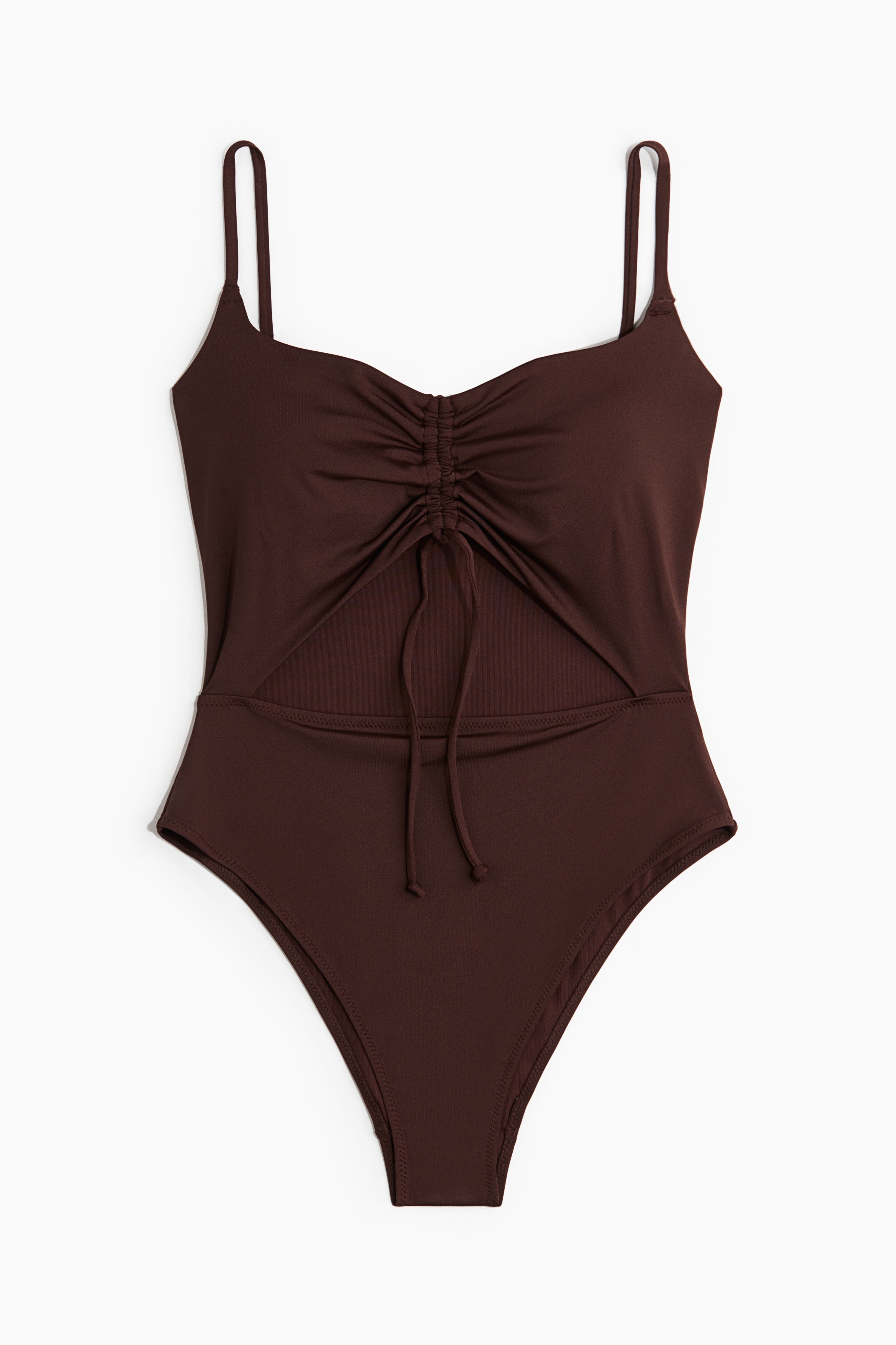 Badpak met cut-out en padding - Donkerbruin/Wit/rood dessin