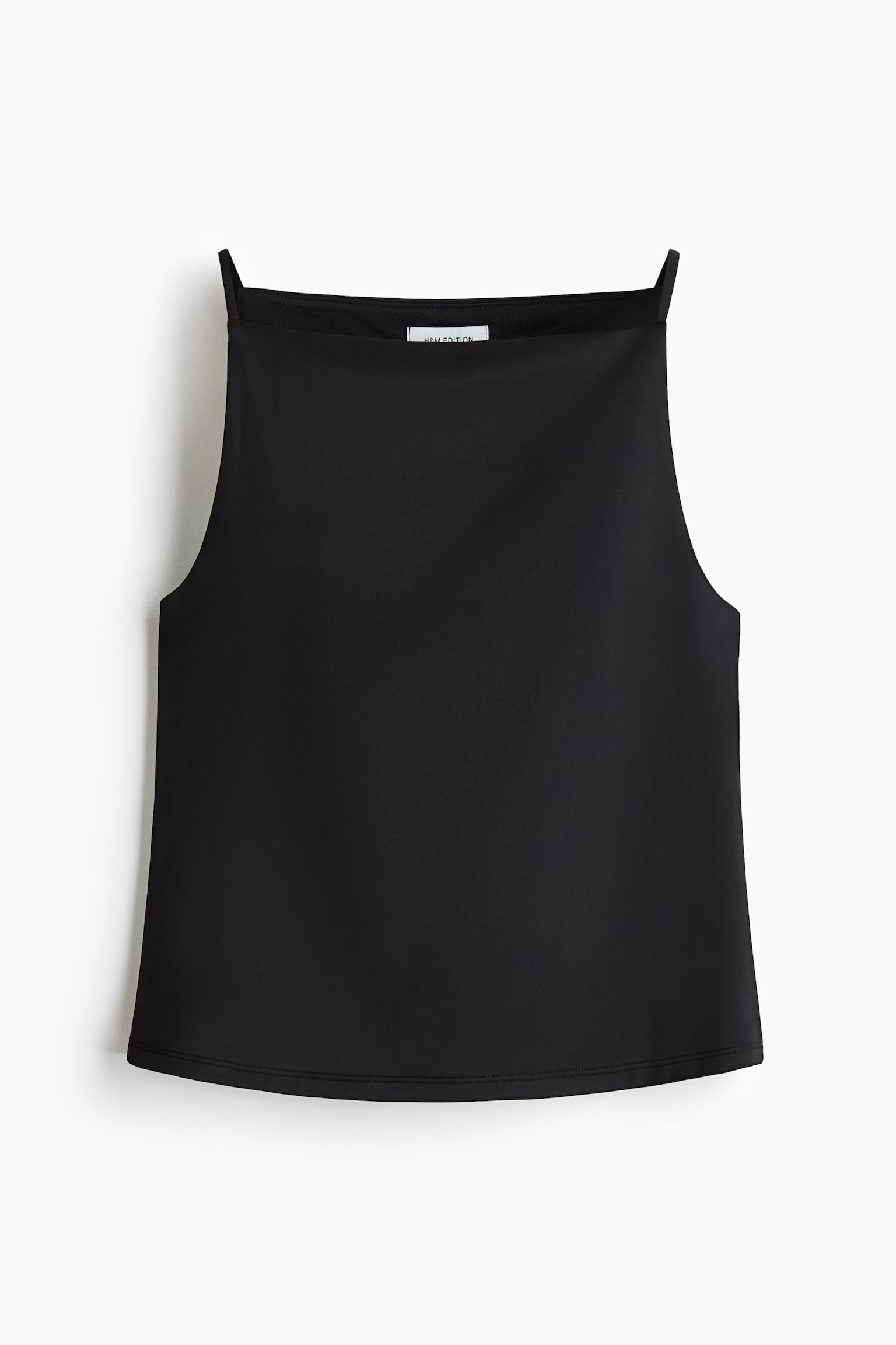 Top con spalline sottili in jersey - Nero/Marrone scuro - 1
