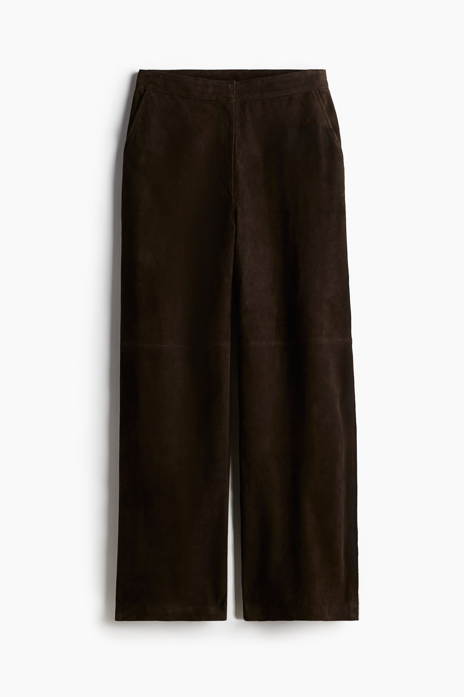 Straight suede trousers - Dark brown - 2