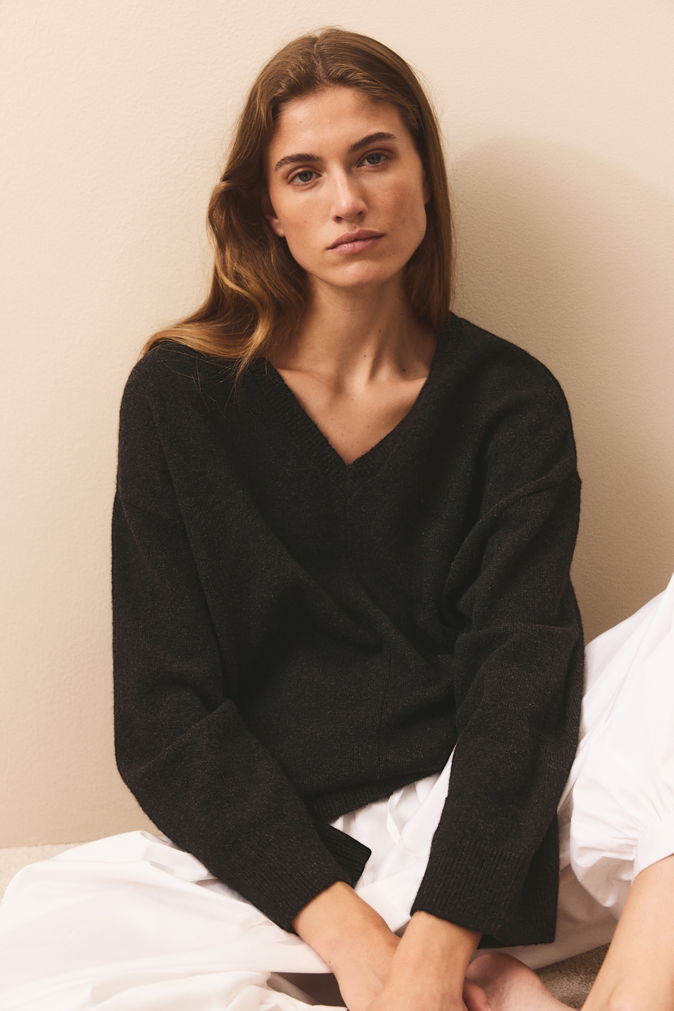 Pull loose - Noir/Beige foncé chiné