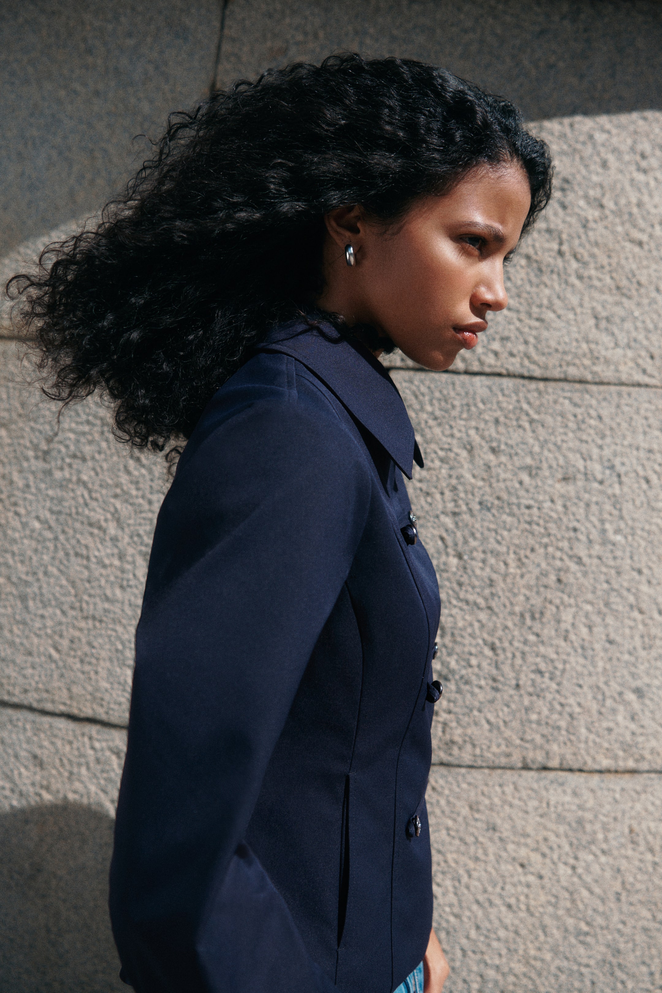 Veste en sergé à fermeture croisée