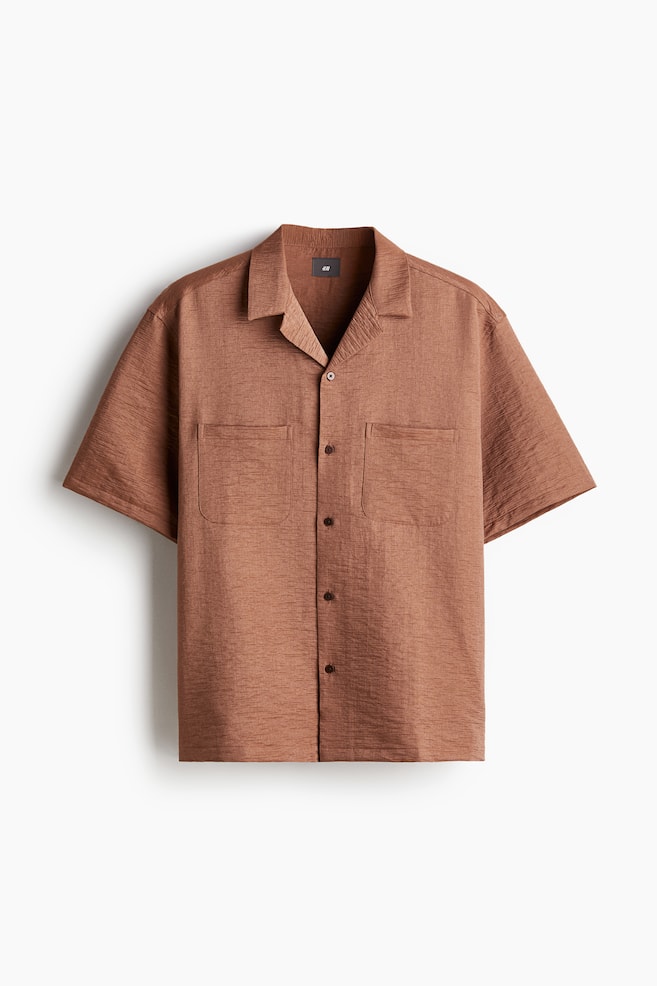 Koszula z otwartymi klapami Loose Fit - Ciemnobeżowy - 1