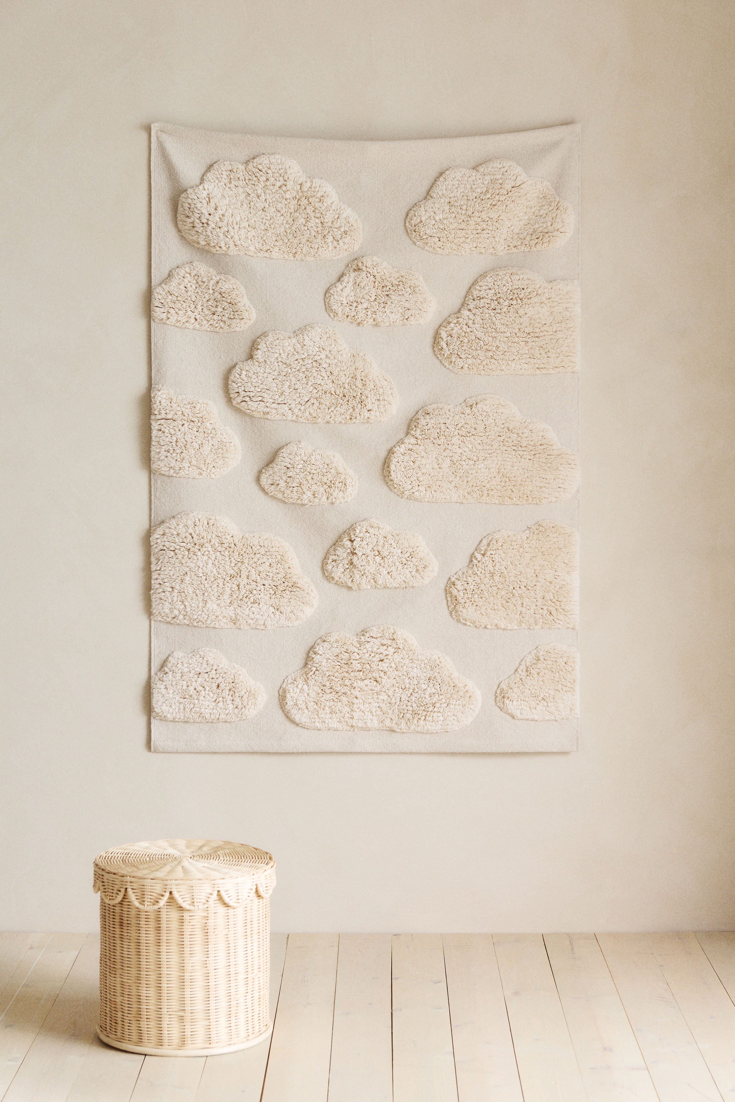 Tufted cotton canvas rug - Cream