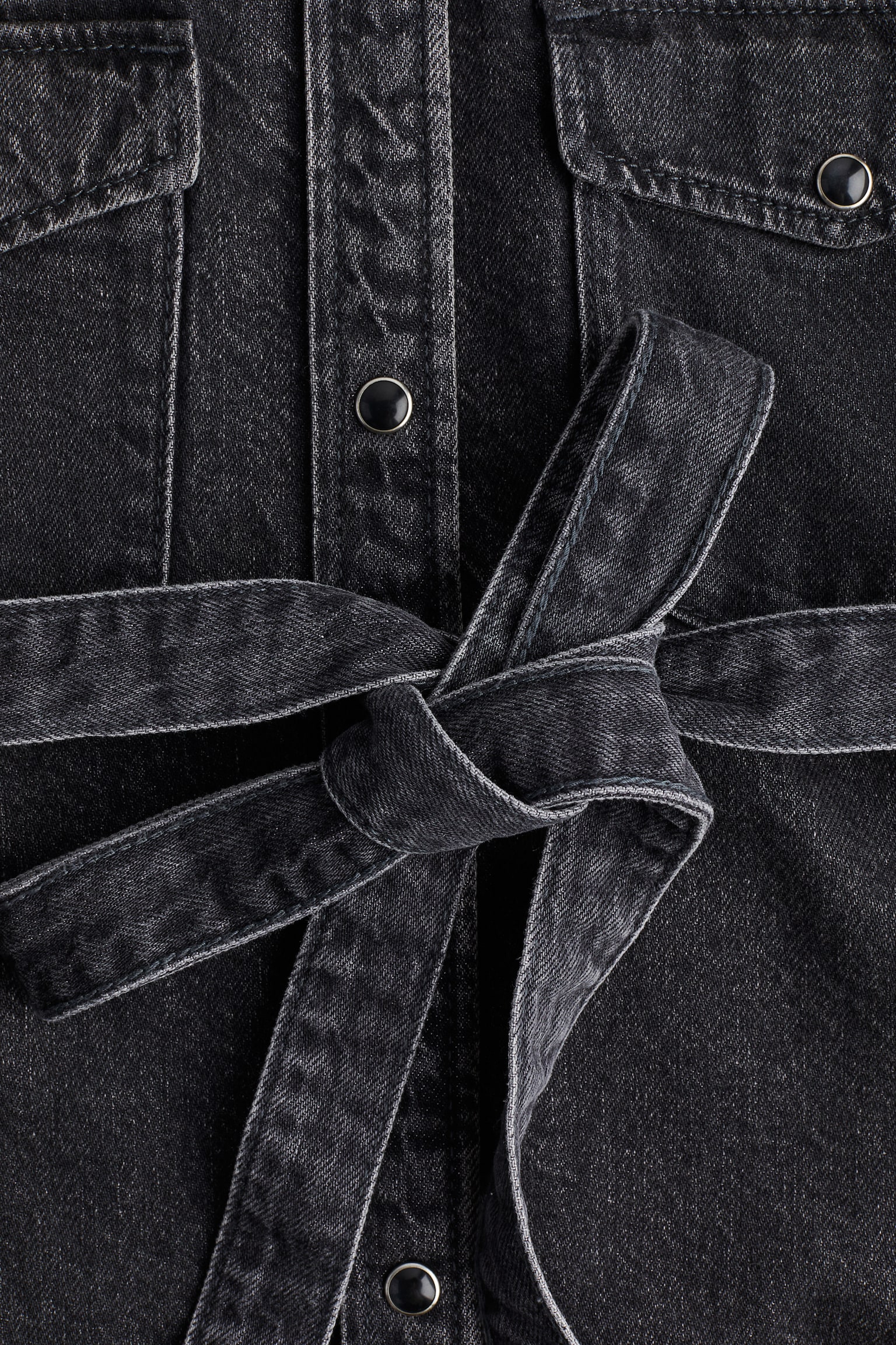 MAMA Tie-belt denim shirt - Dark denim grey/Denim blue - 6