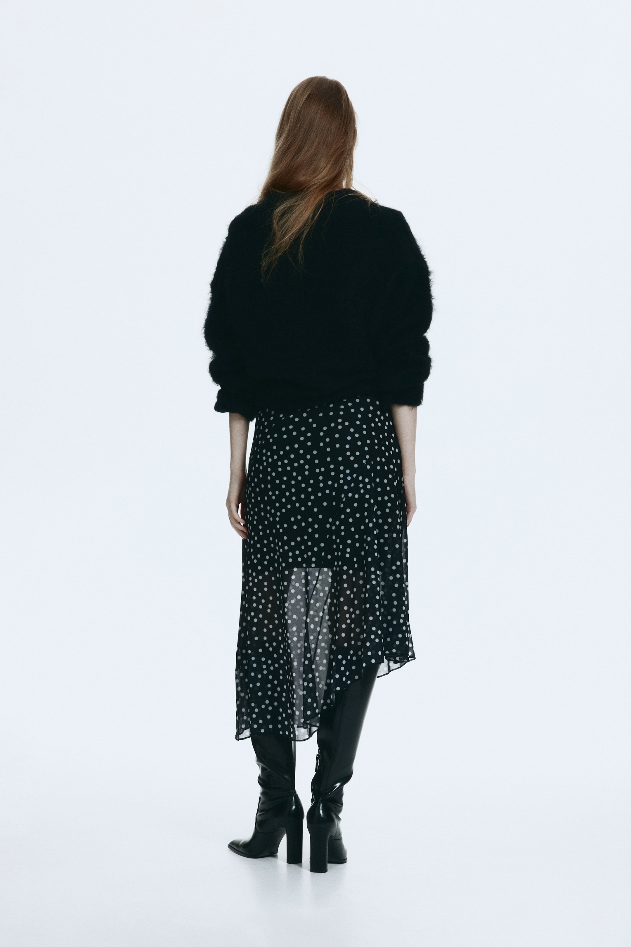 Zobacz większy obraz: Asymetryczna spódnica z siateczki - Czarny/Kropki - ONA | H&M PL 4