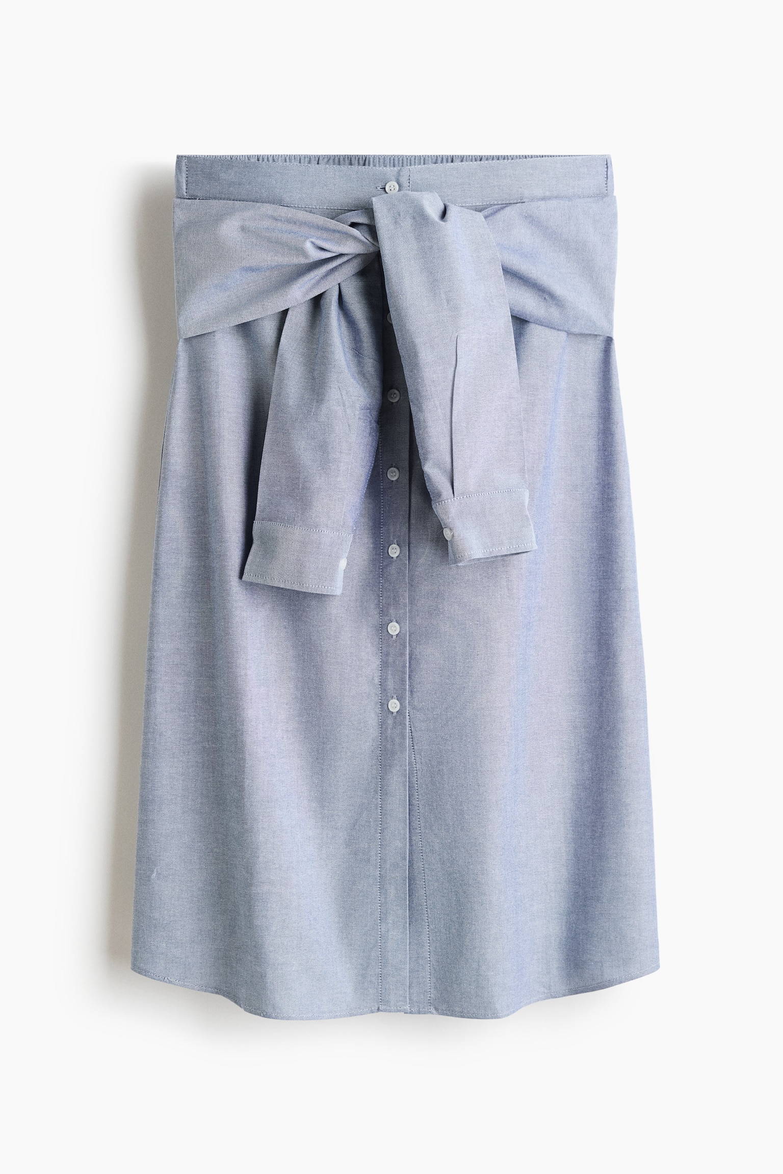 Tie-Detail Cotton Skirt - Light blue - 1