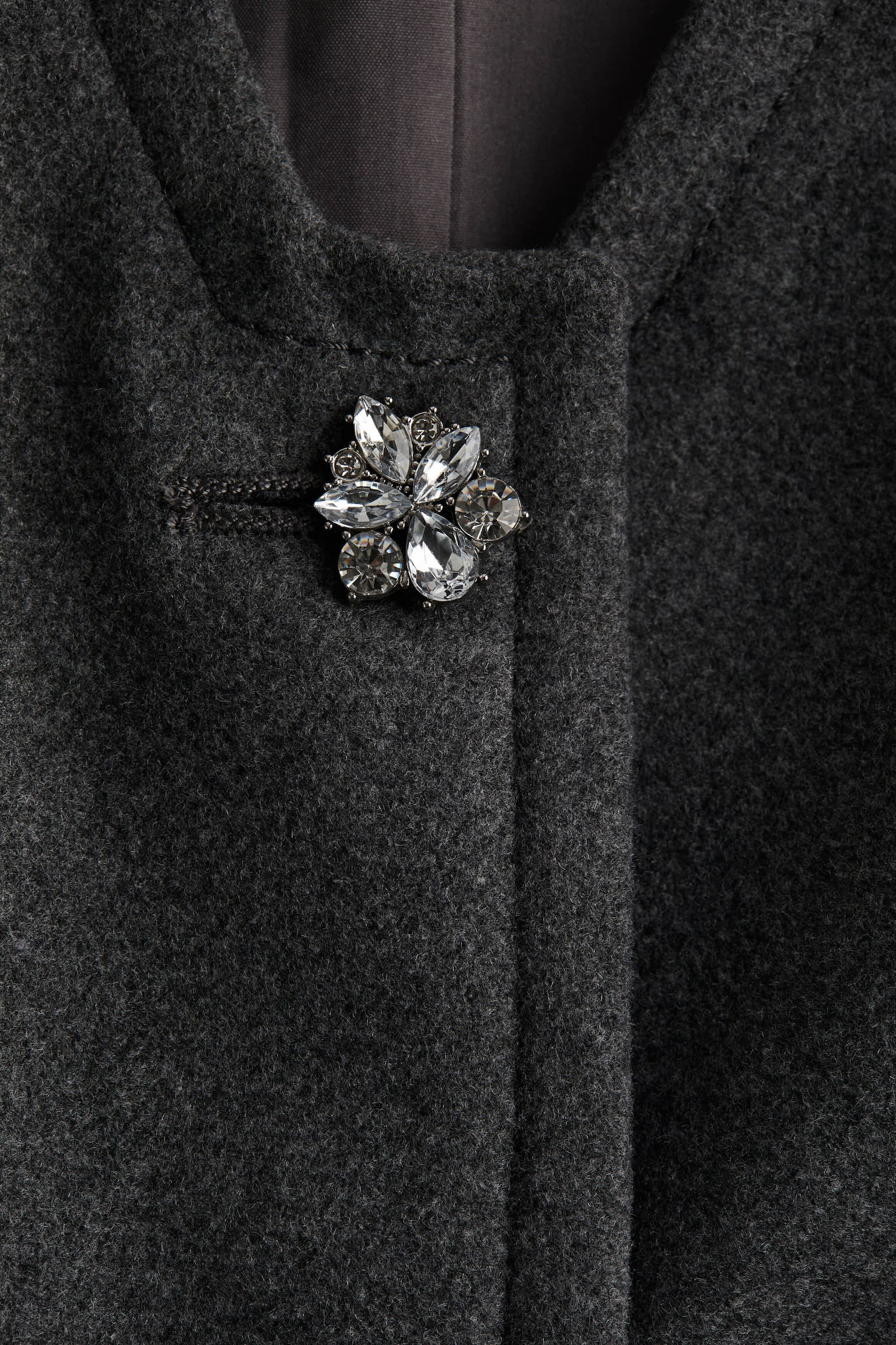 Rhinestone-button dress - Dark grey marl - 2