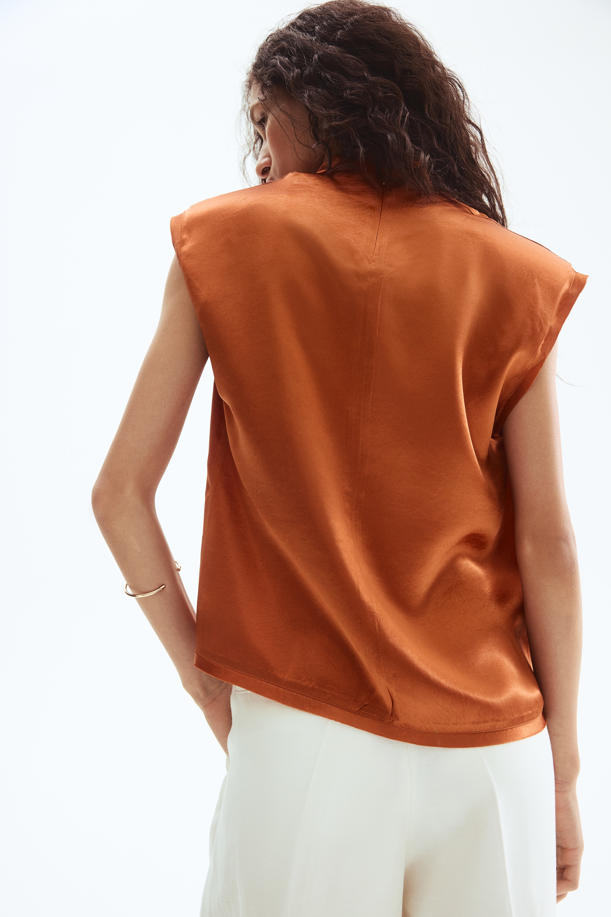 Cowl-neck satin top