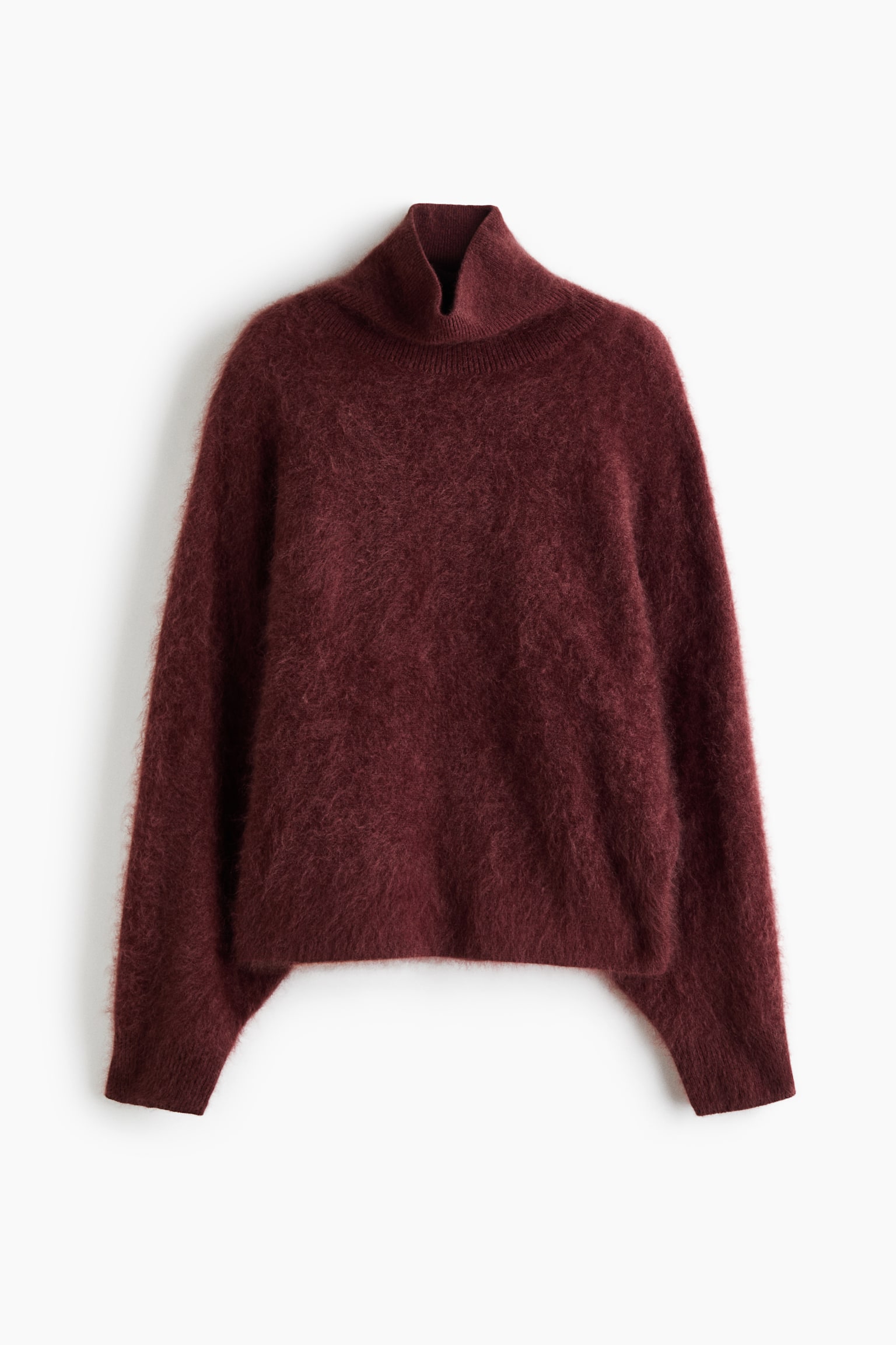 Женский свитер H&M Oversized Wool Mock-Turtleneck, цвет: Тёмный тёмно-бордовый — фото 1