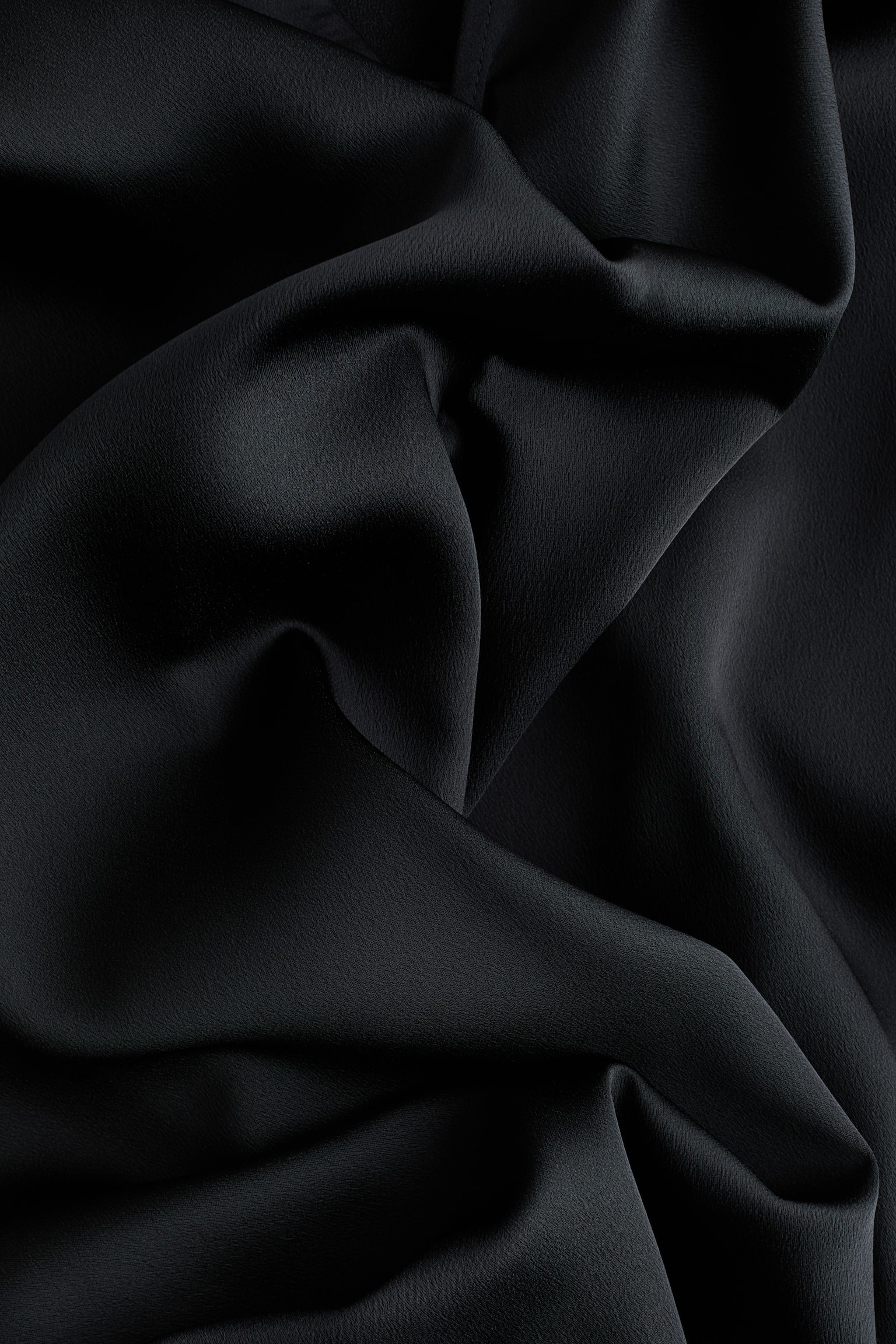 Şal Detaylı Saten Elbise - Siyah - 6