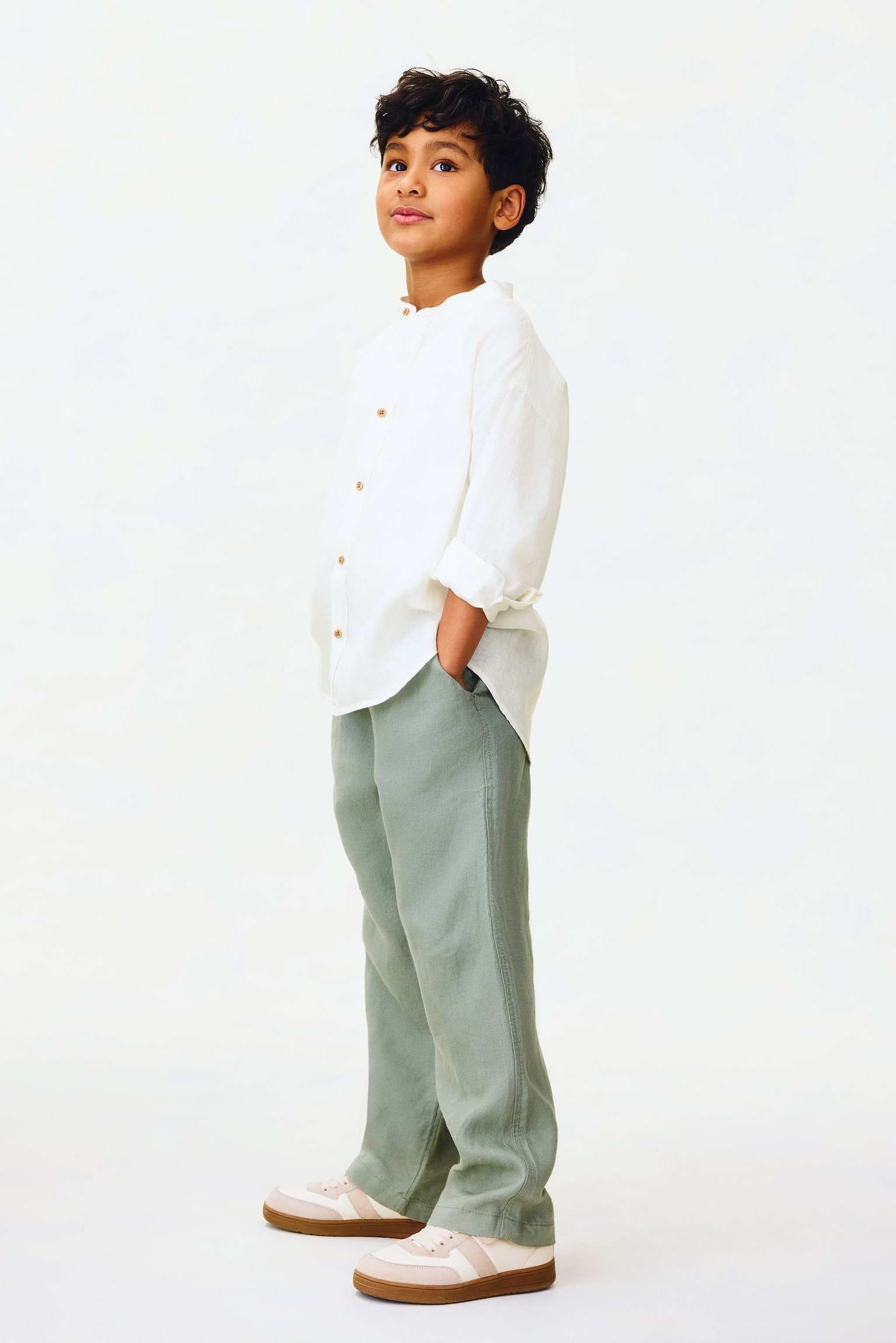 Keten Gömlek - Beyaz - 4