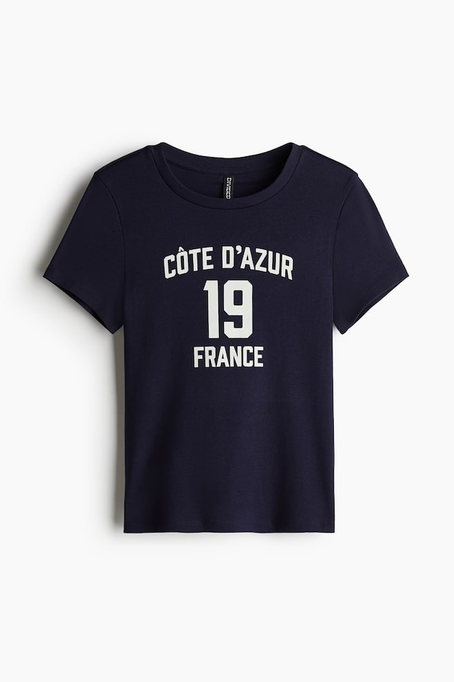 Ribbed T-shirt - Navy blue/France - 1