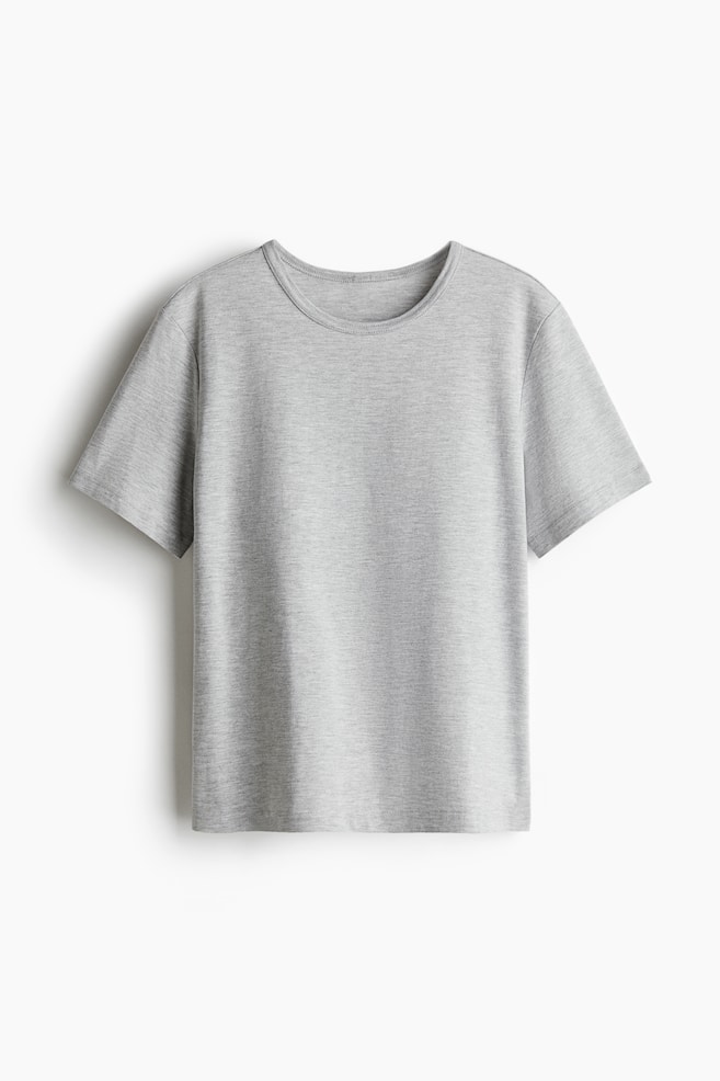 Cotton jersey T-shirt - Light grey marl - 1