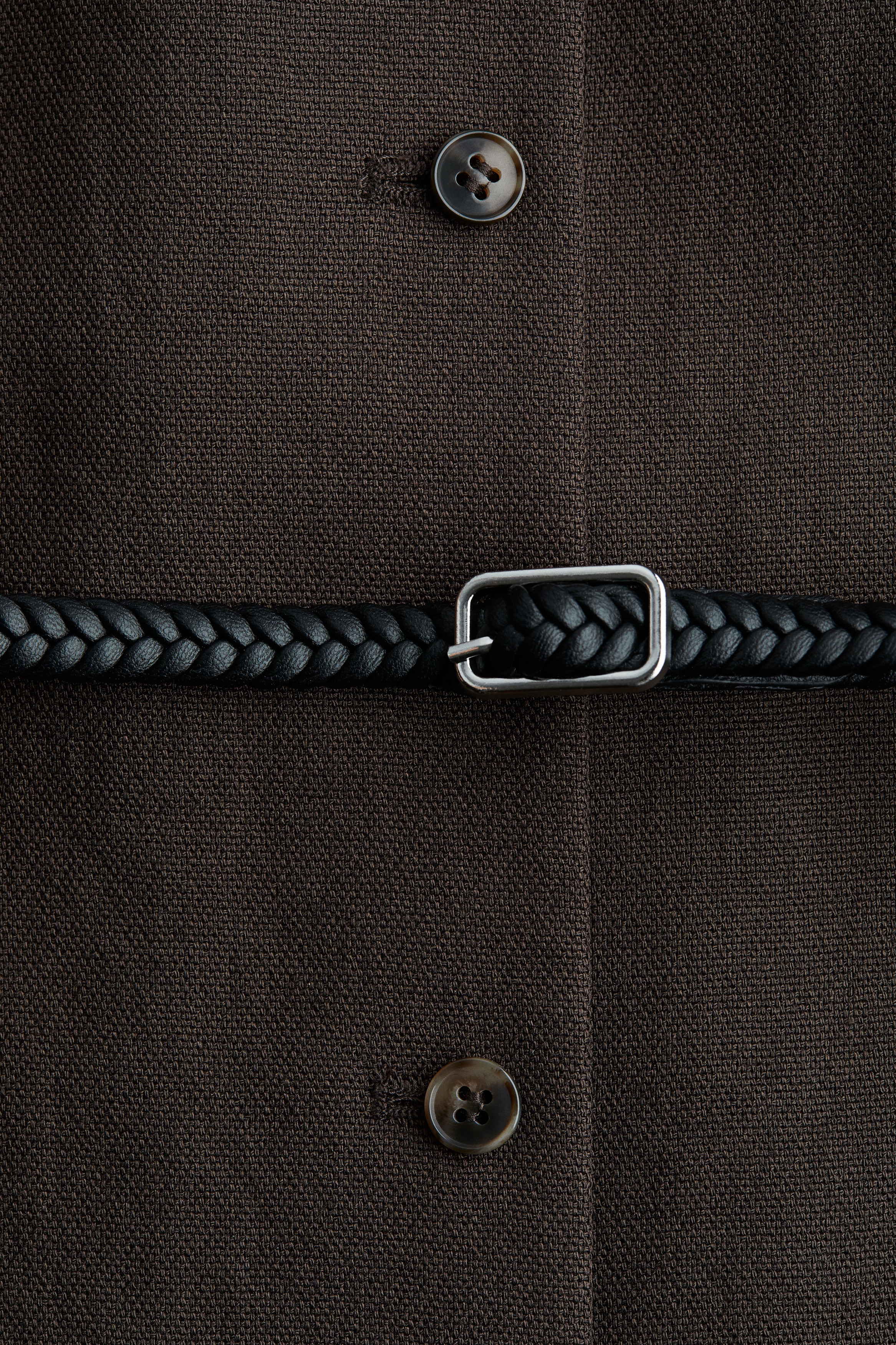 Belted button-front dress
