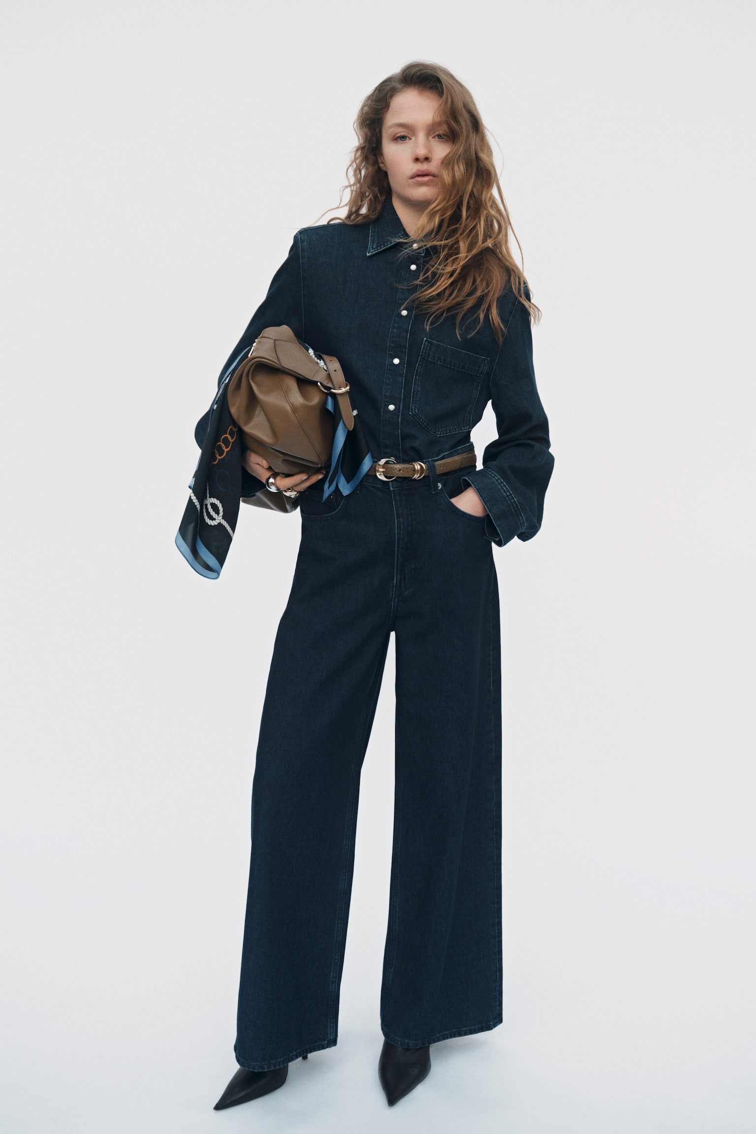 Shoulder-pad denim shirt - Denim blue - 1