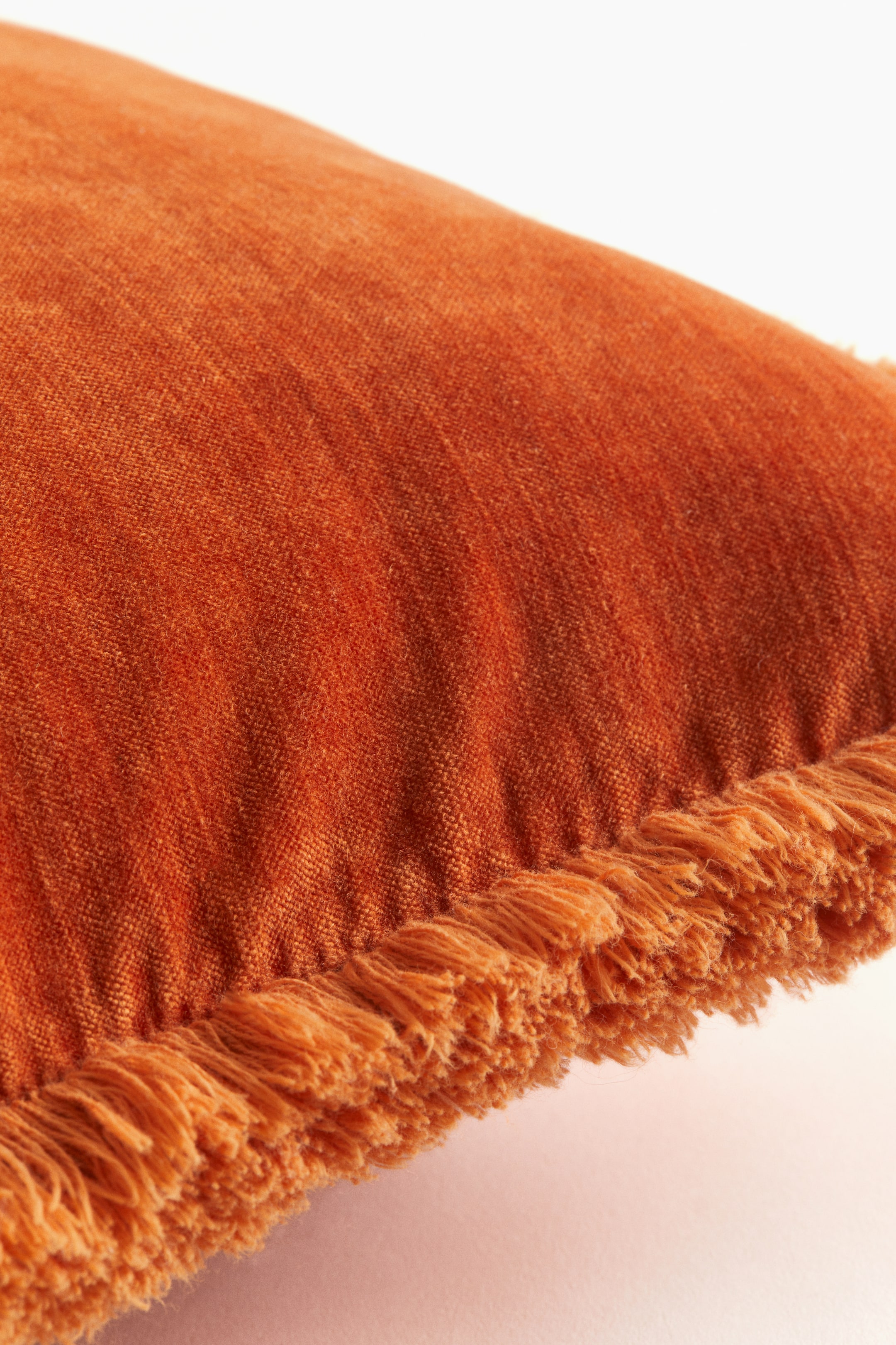 View larger image: Fringed velvet cushion cover - Burnt orange - Home All | H&M IN 4