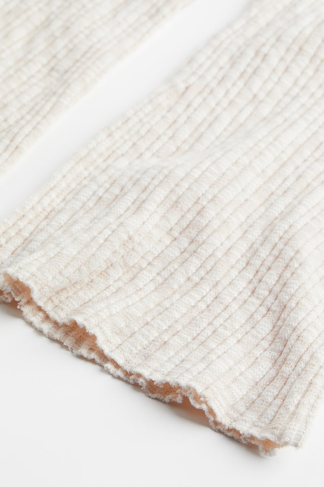 Rib-knit trousers - Cream - 2