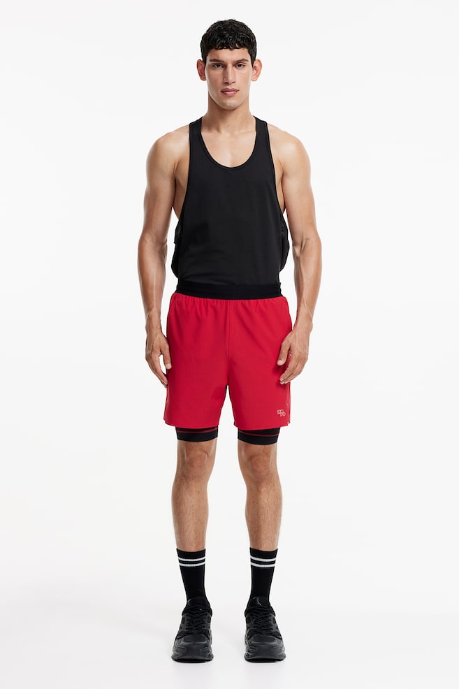 DryMove™ Double-layered sports shorts - Red/Black/Grey/Black - 1