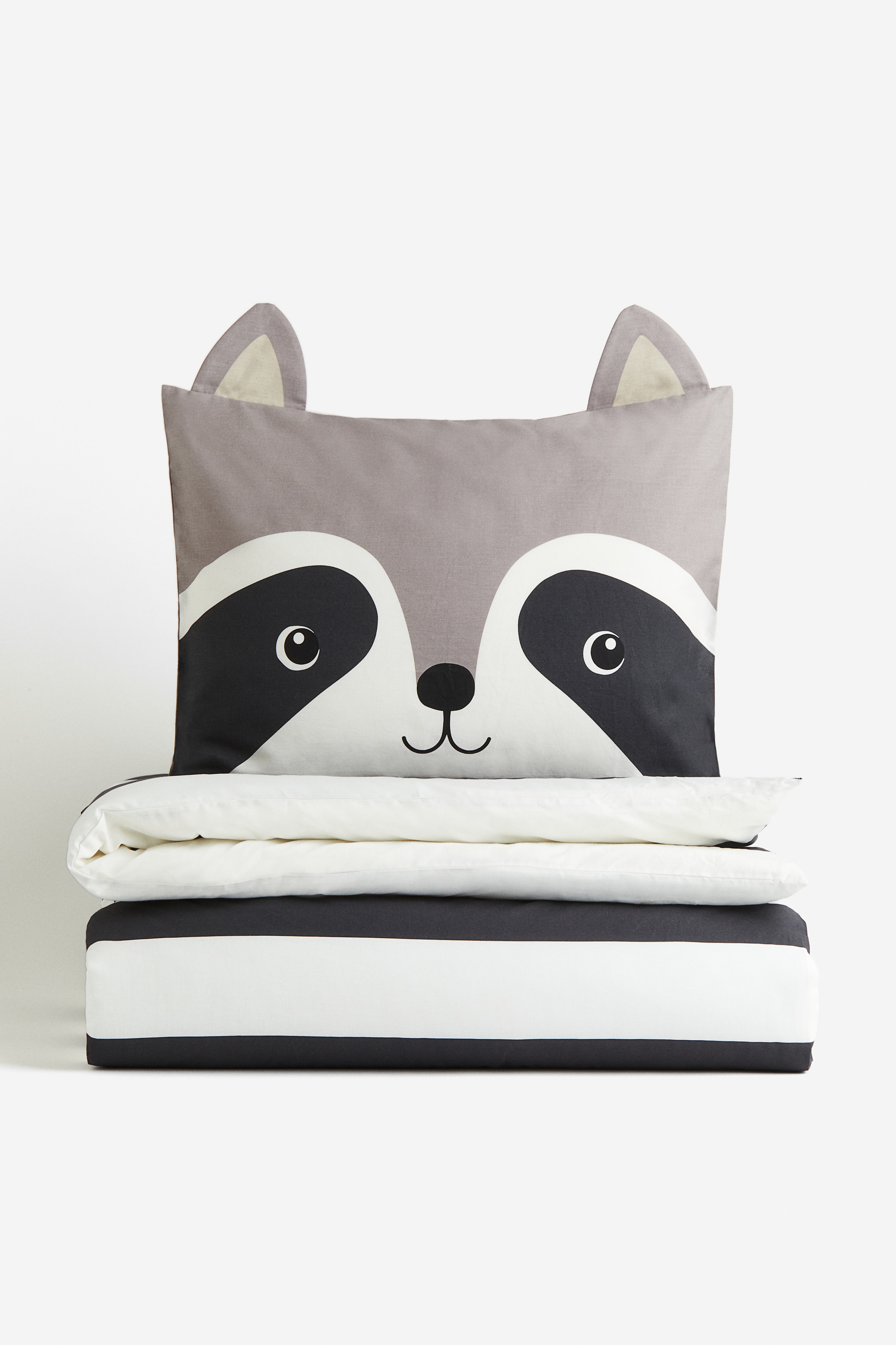 Set funda de duvet individual - Gris oscuro/Rayado/Beige/Reno/Beige claro/Oso/Café/Oso/Blanco natural/Conejo/Blanco/Panda