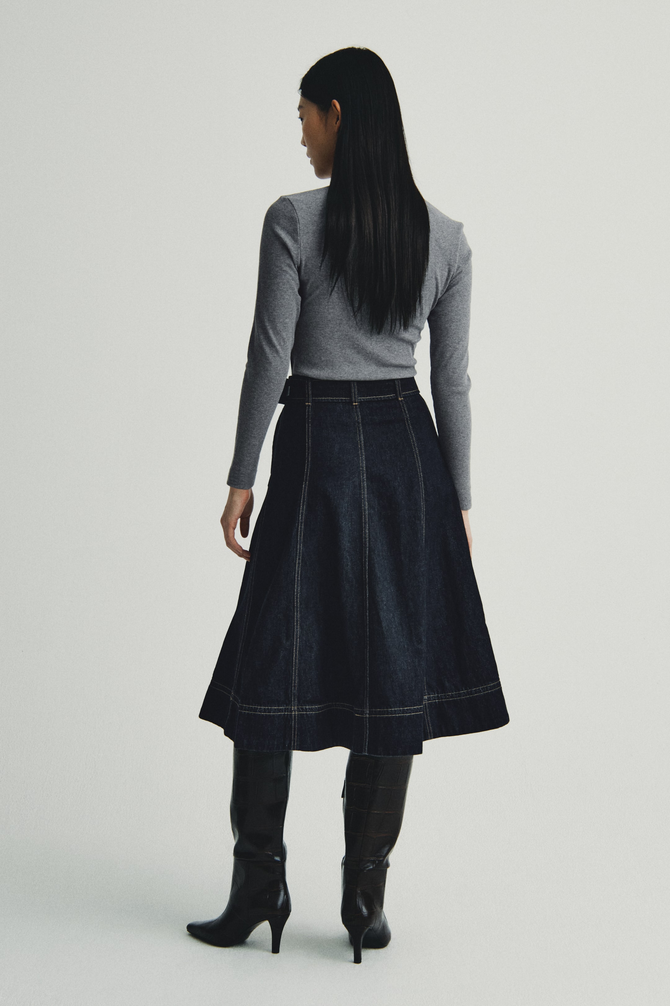 이미지 확대 보기: Rib-knit top - 그레이 멜란지 - 여성 | H&M KR 2