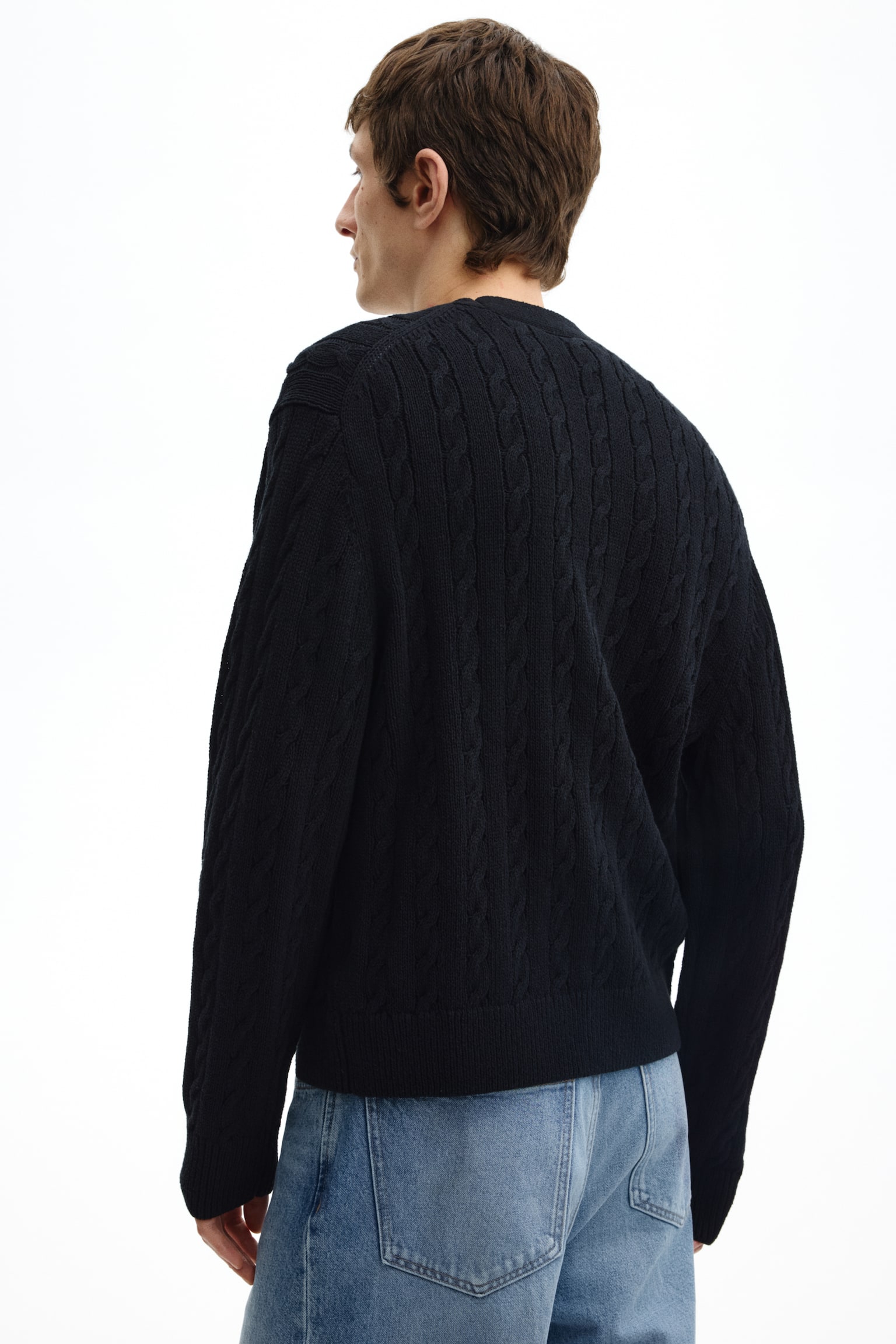 Relaxed Fit Cable-knit cardigan - Black - 6