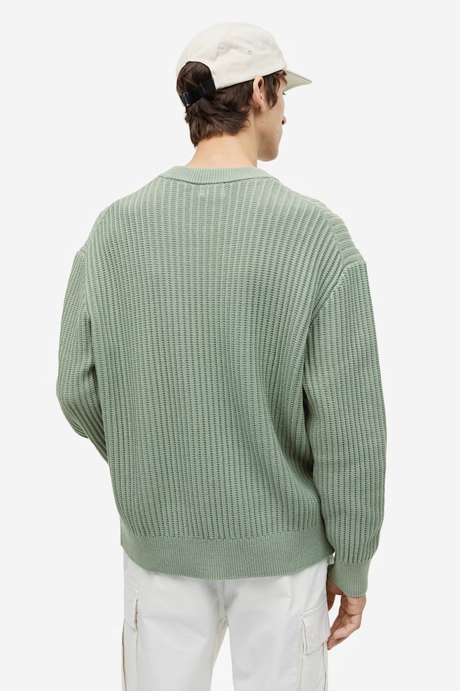 Relaxed Fit Rib-knit jumper - Green/Cream/Light blue - 5