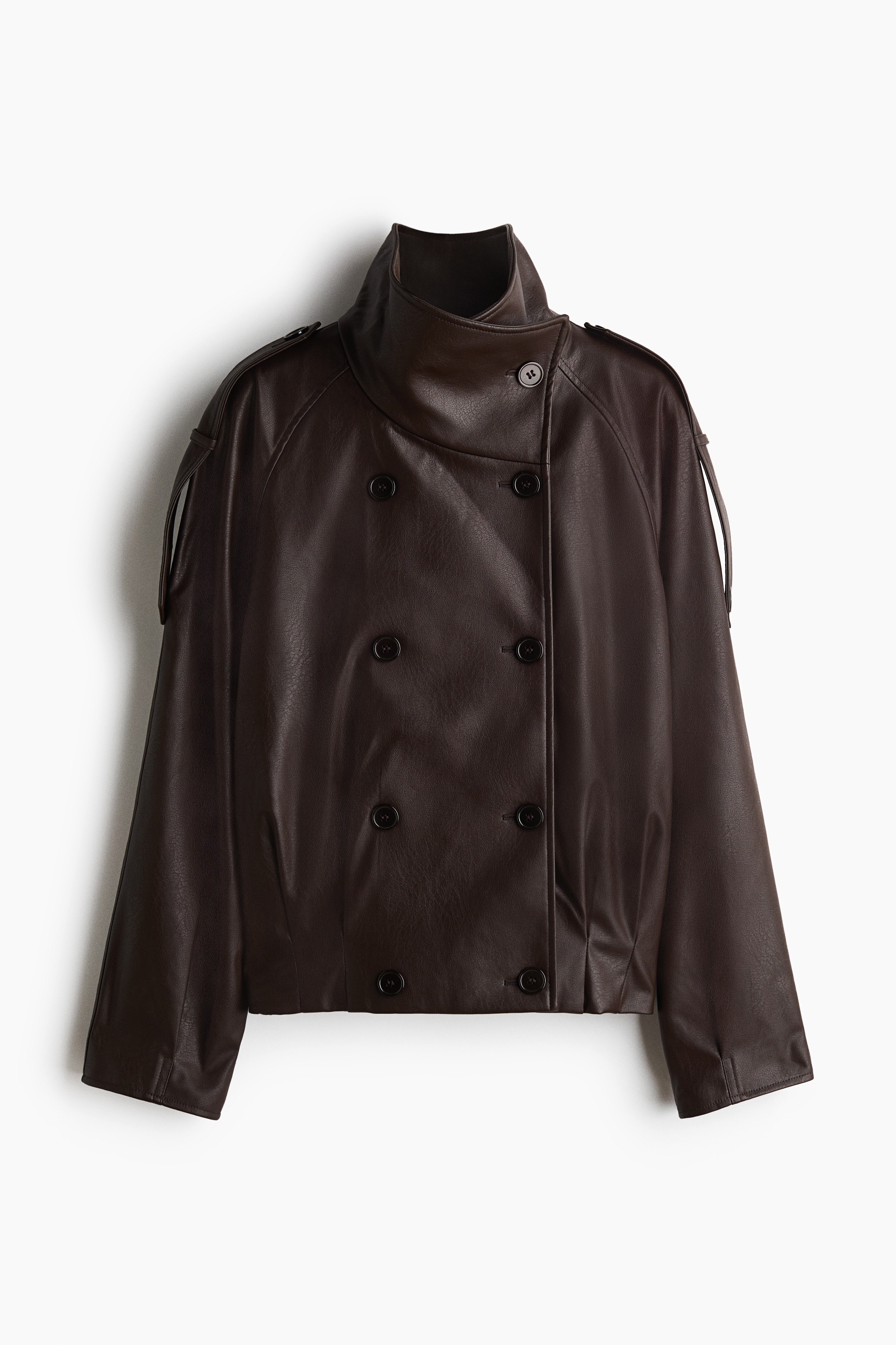 Double-breasted funnel-collar jacket