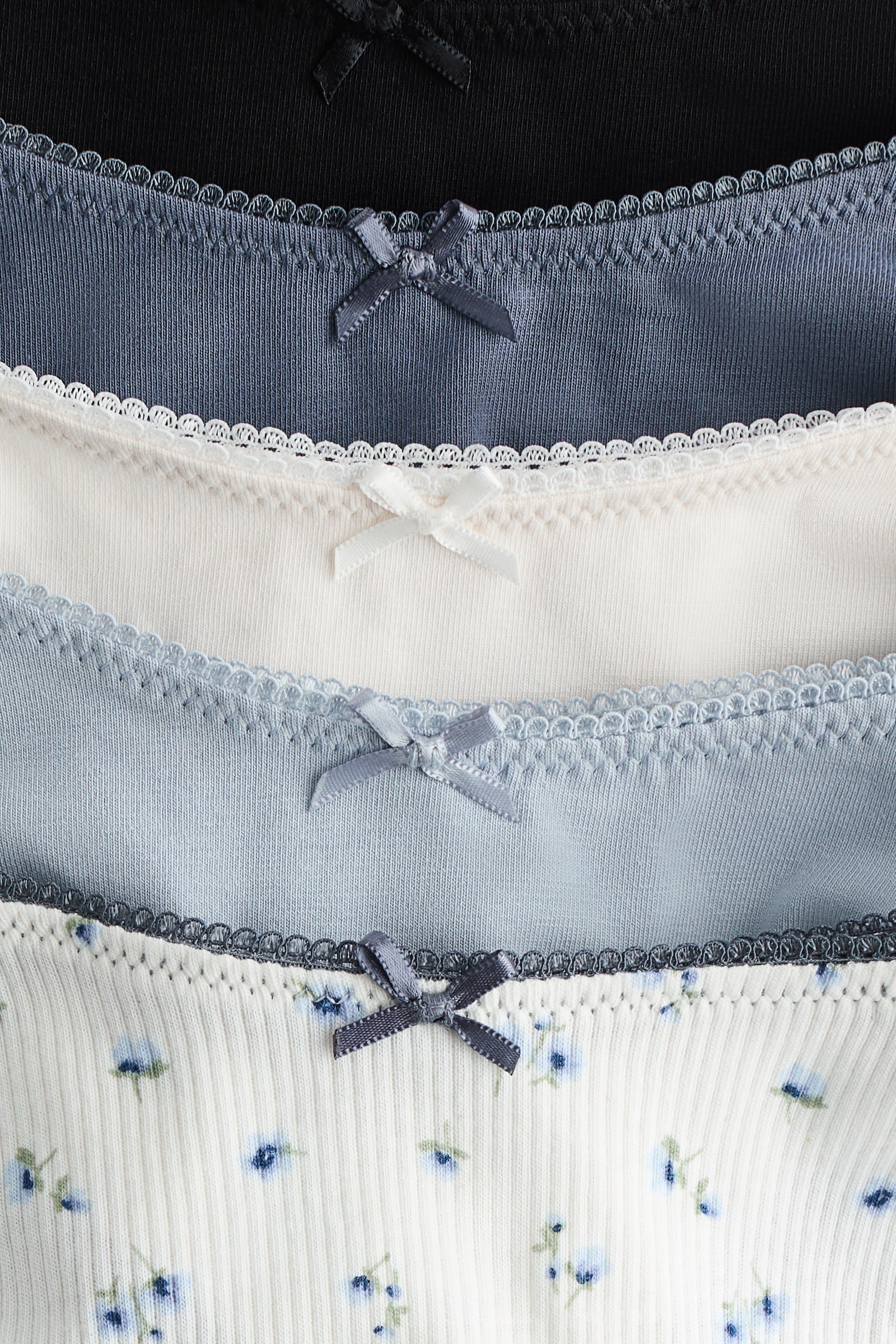 5-pack cotton thong briefs - White/Blue floral/Light pink/Hearts/Black/Cream spotted - 2