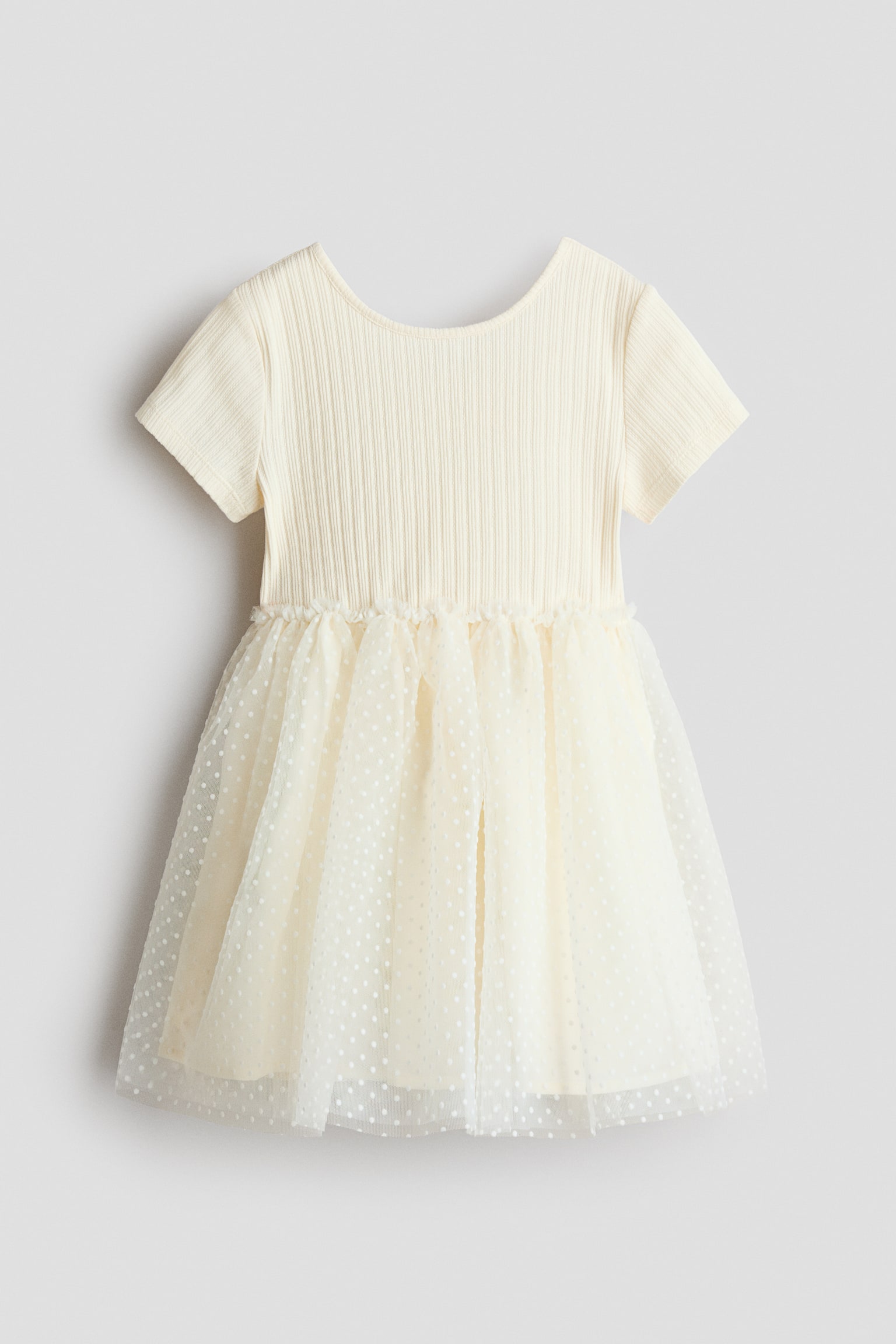 Robe avec jupe en tulle floquée - Crème/pois/Bleu clair - 1