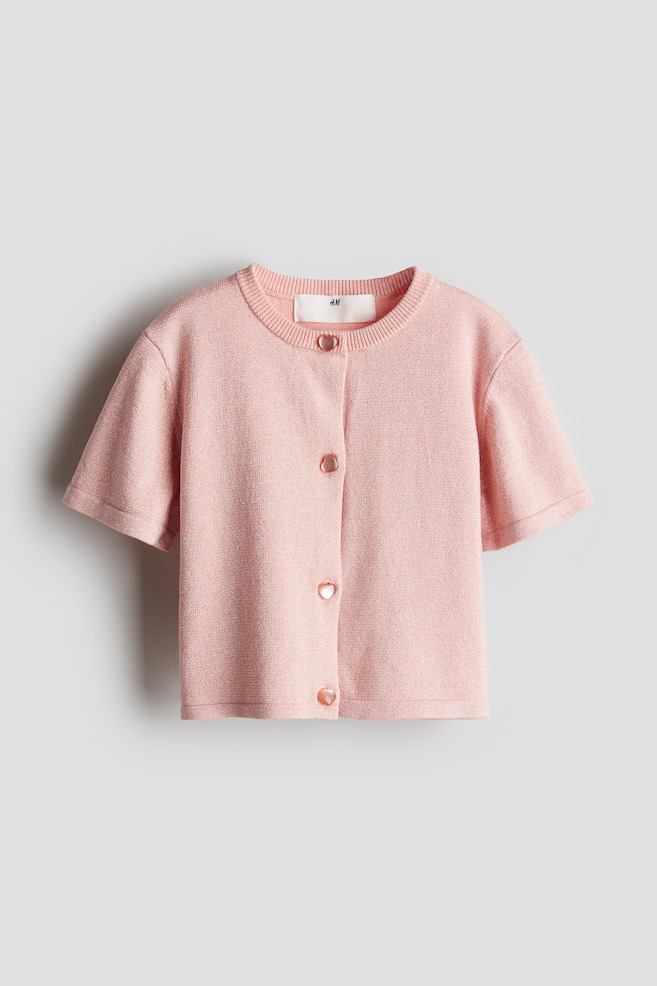 Fine-knit glittery cardigan - Light pink - 1