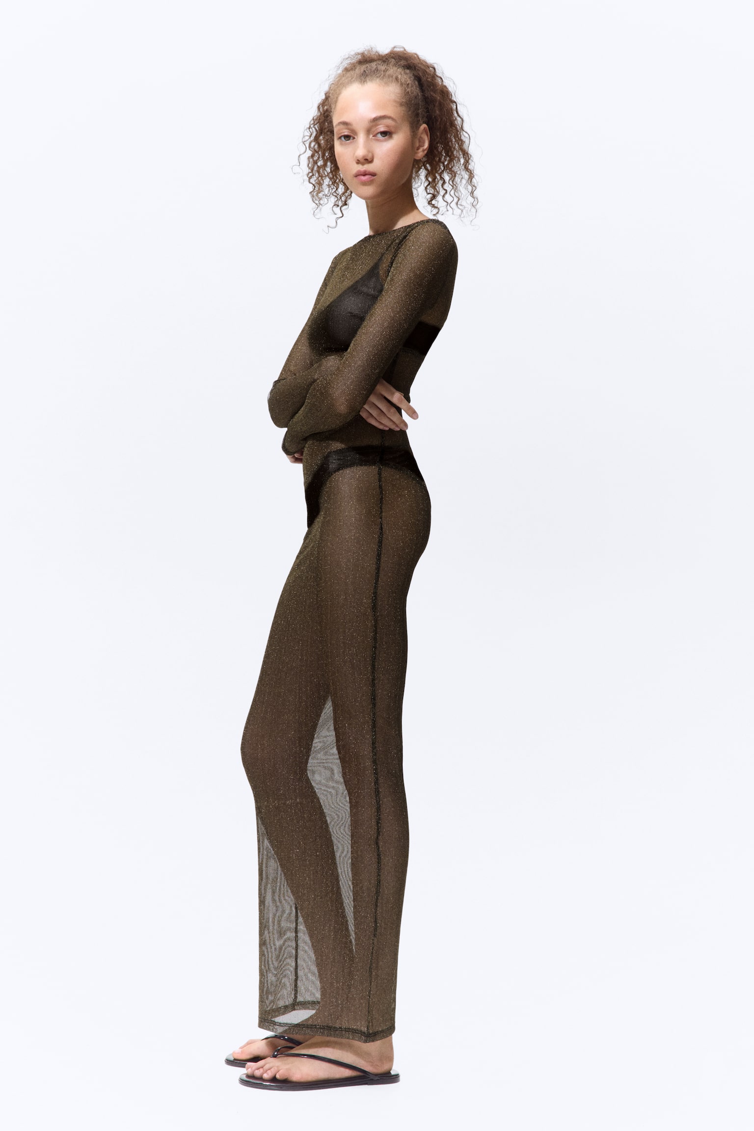 Glittery bodycon dress - Black/Gold-coloured - 1
