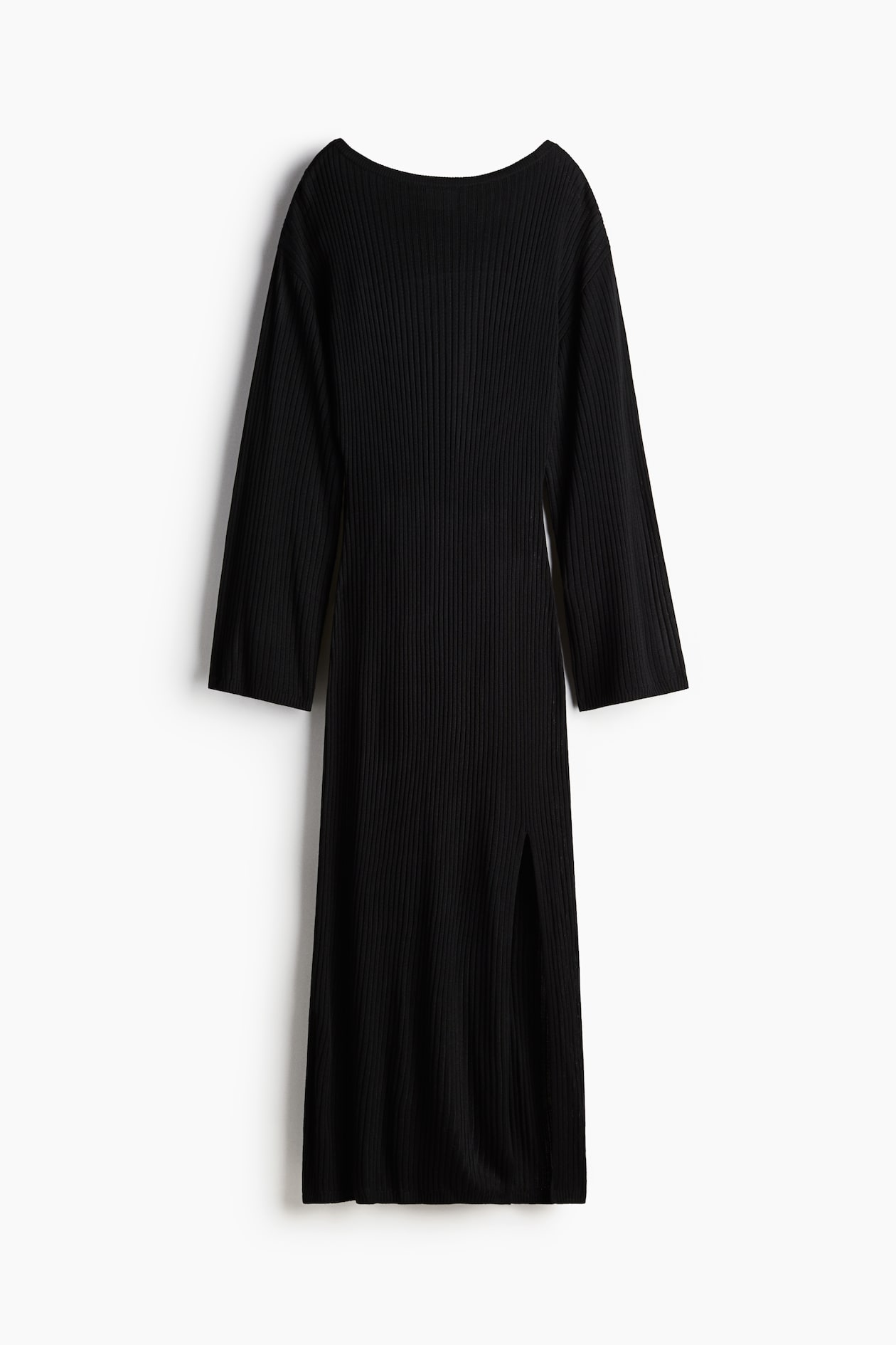 rib knit dress h&m Women's Dark gray Rib-Knit Dress with Flared Skirt