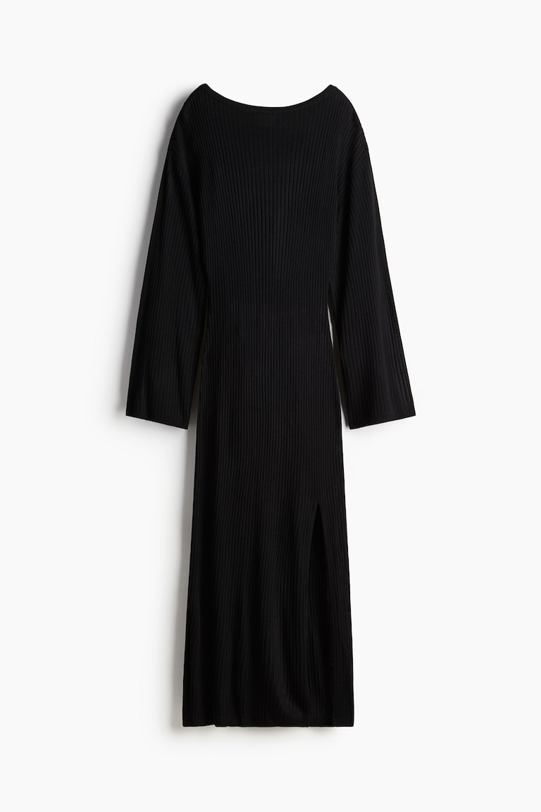 rib knit dress h and m Women's Cream Rib-Knit Dress