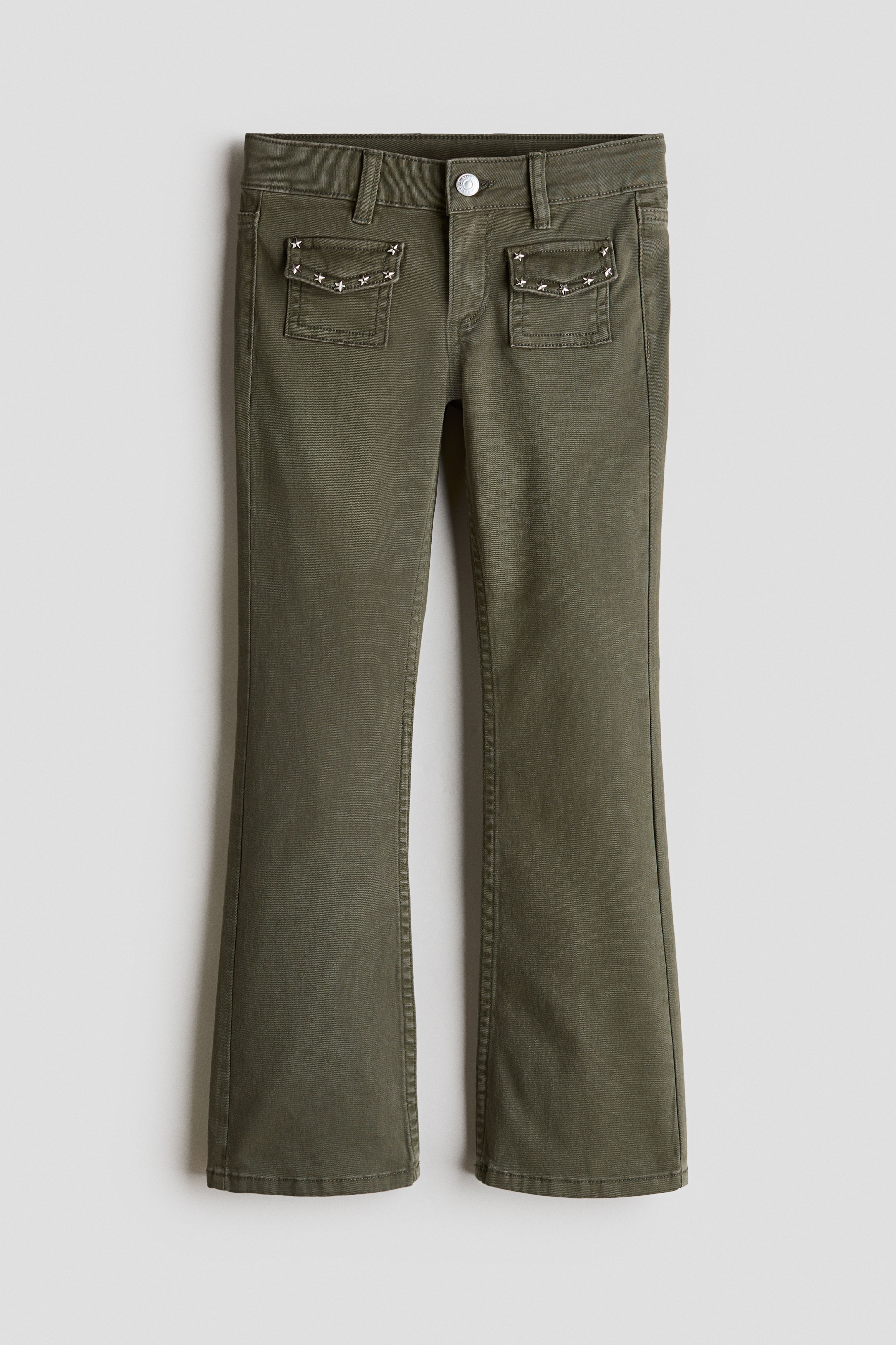 Stud-Detail Twill Pants
