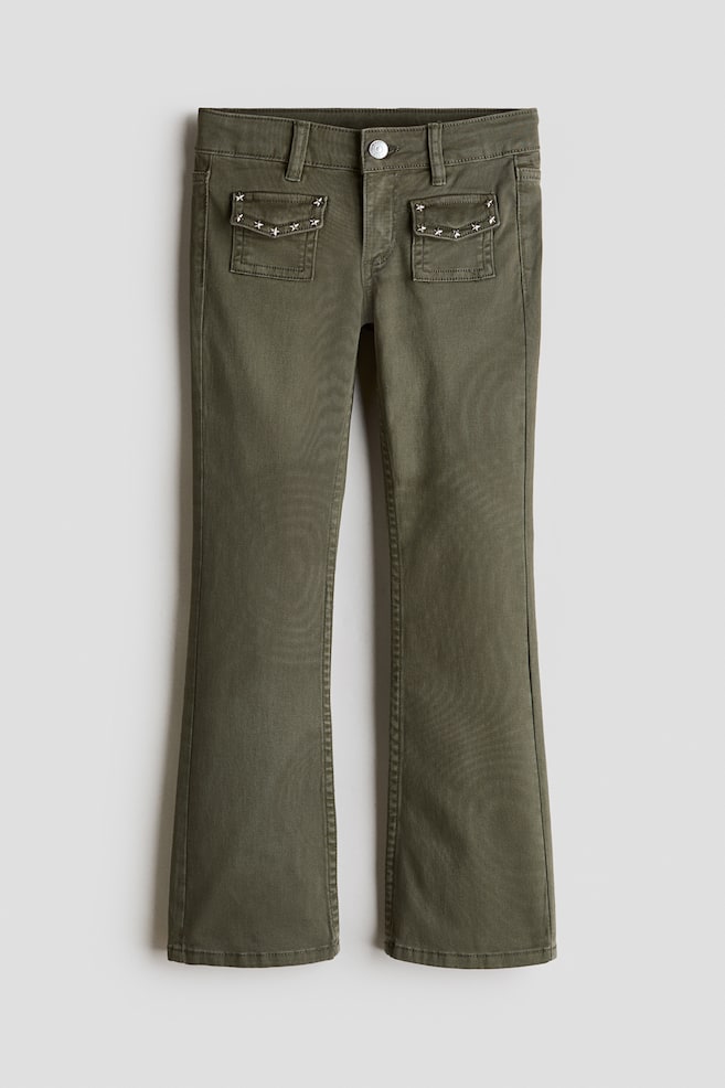 Twillhose mit Ziernieten - Dunkles Khakigrün/Marineblau - 1