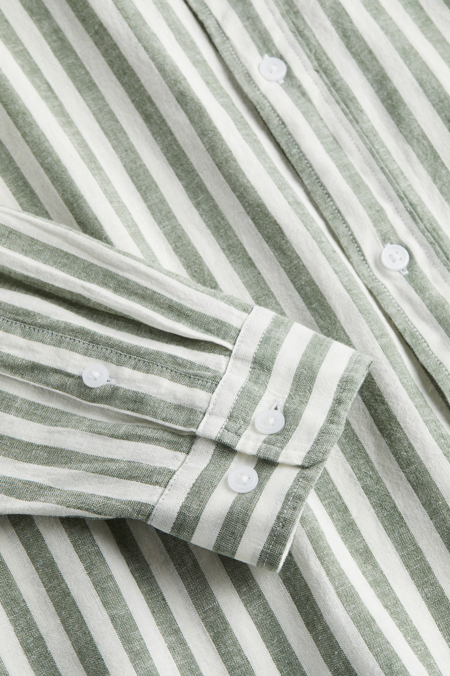 Relaxed Fit Linen Blend Shirt - Green/White stripe/Khaki green/Stripe/White/Light blue/Light blue/White stripe/Beige - 2