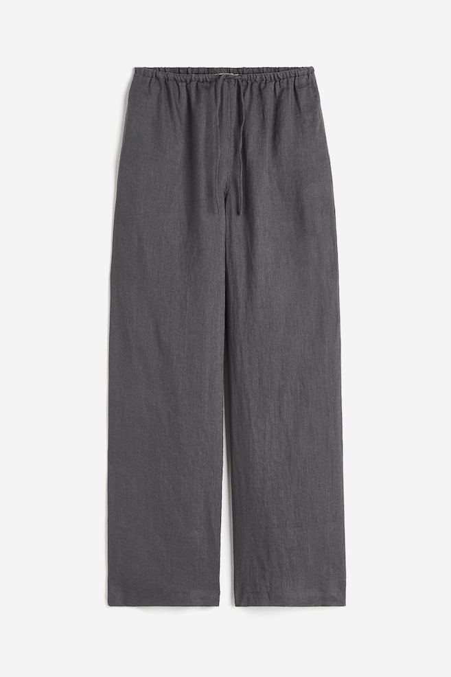 Wide linen trousers - Dark grey - 2
