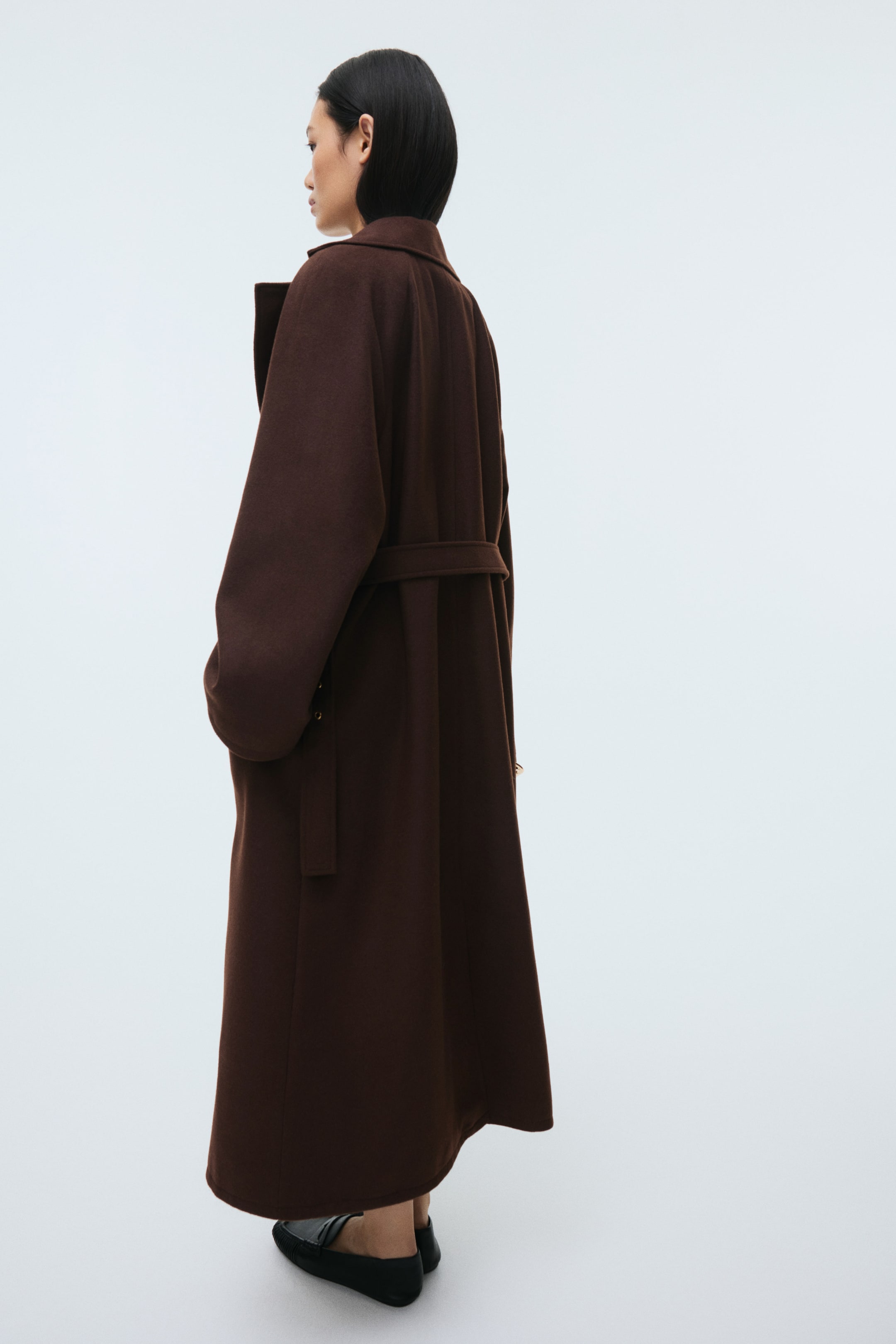View larger image: Belted maxi coat - Dark brown - Ladies | H&M IN 4