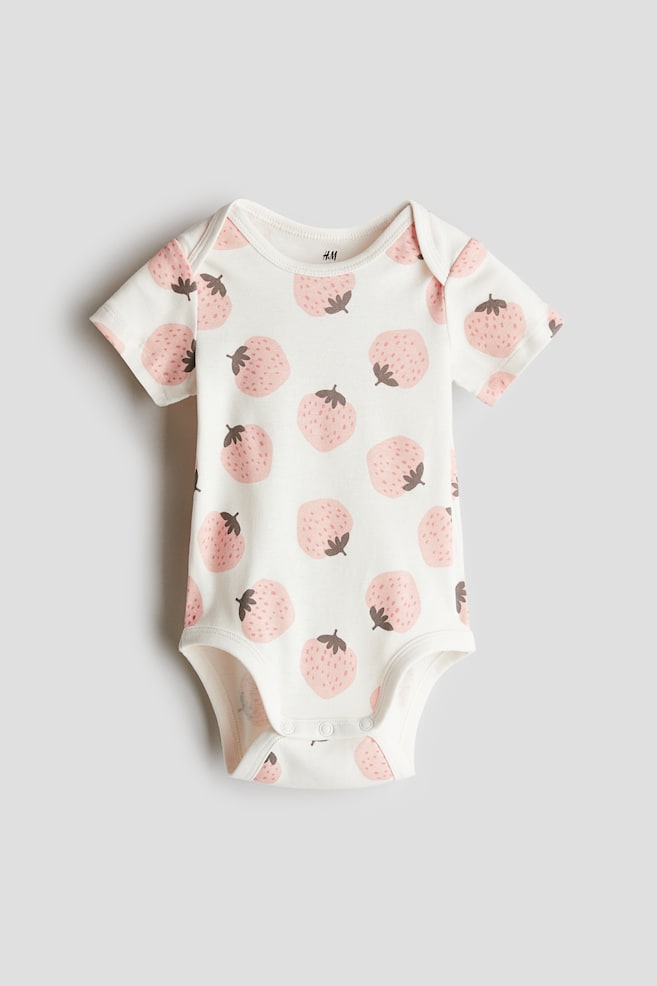 Body estampado con cuello americano - Crema/Fresas - 1