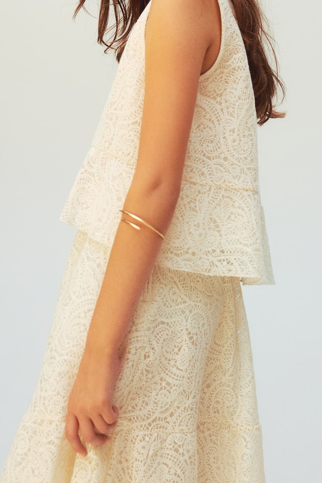 2-piece lace top and skirt set - Cream - 5