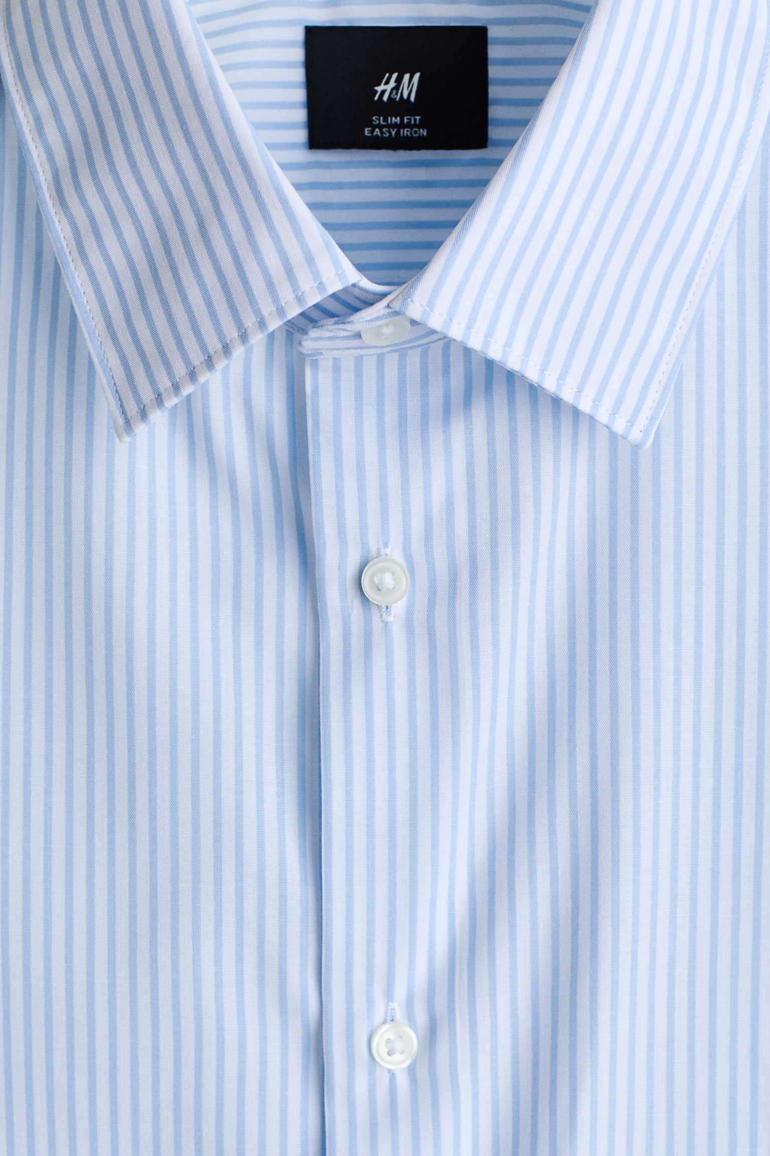 חולצה לגיהוץ קל Slim Fit - תכלת/פסים/תכלת/פסים/לבן/שחור/תכלת/כחול נייבי - 2