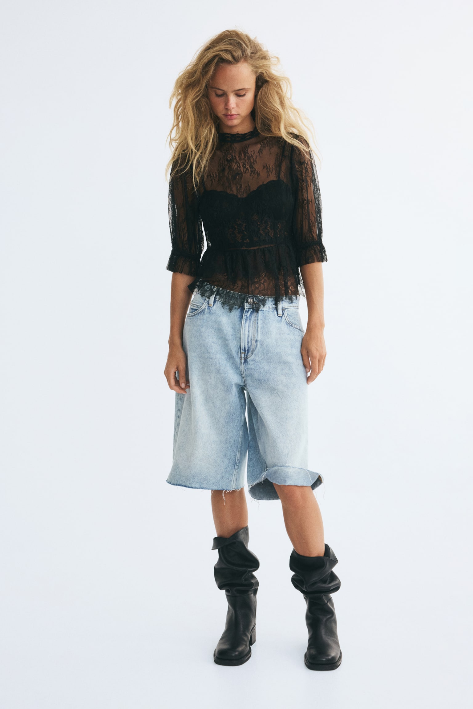 Женская блузка H&M Lace Blouse, цвет: Чёрный — фото 4