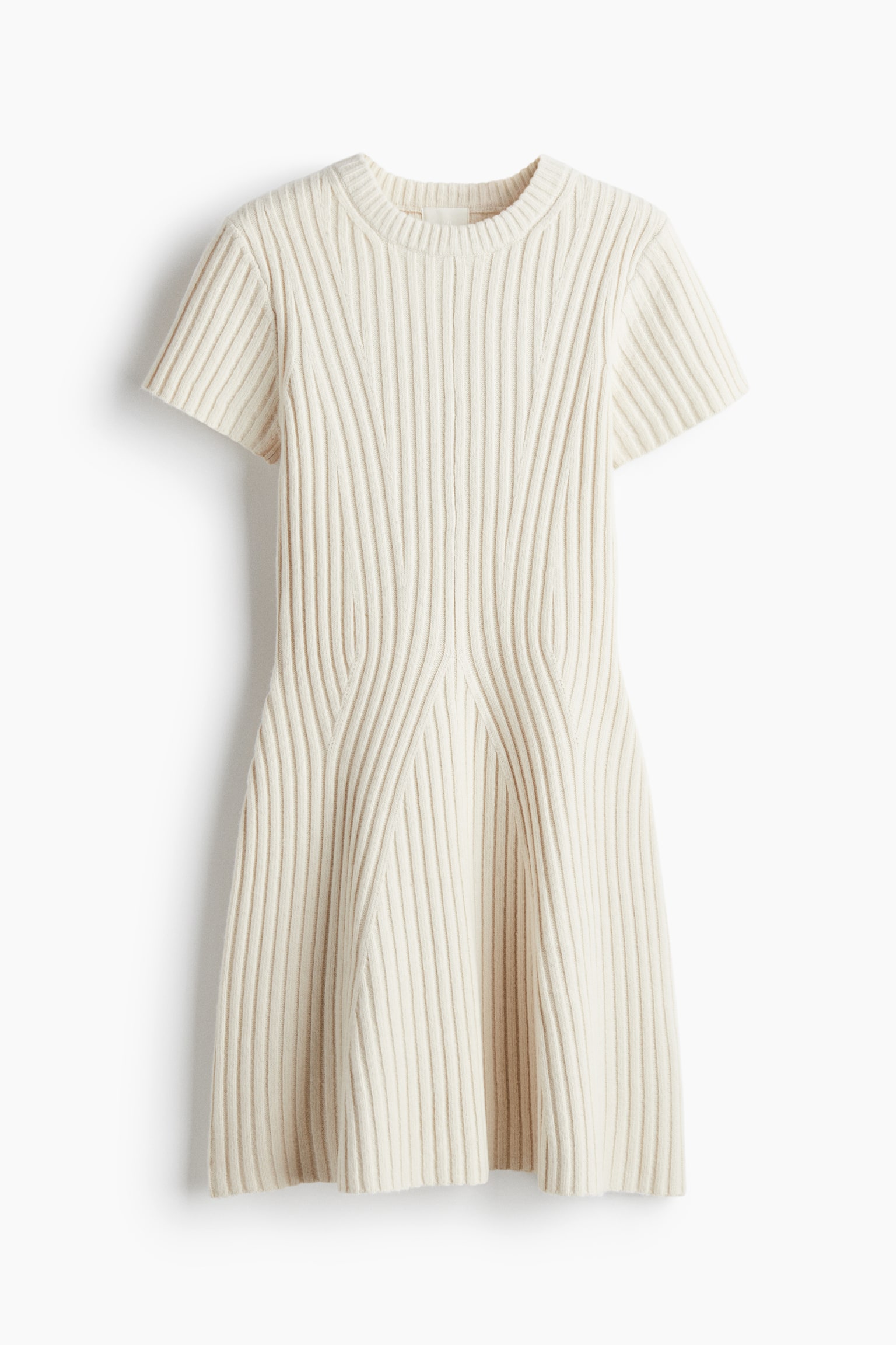 Женское платье H&M Rib-knit, цвет: Кремовый — фото 1