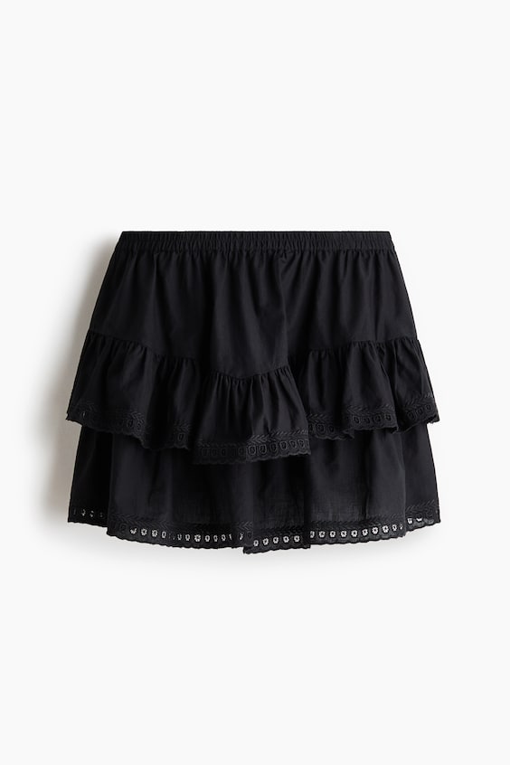 Женские юбки H&M Tiered Skirt with Eyelet Embroidery