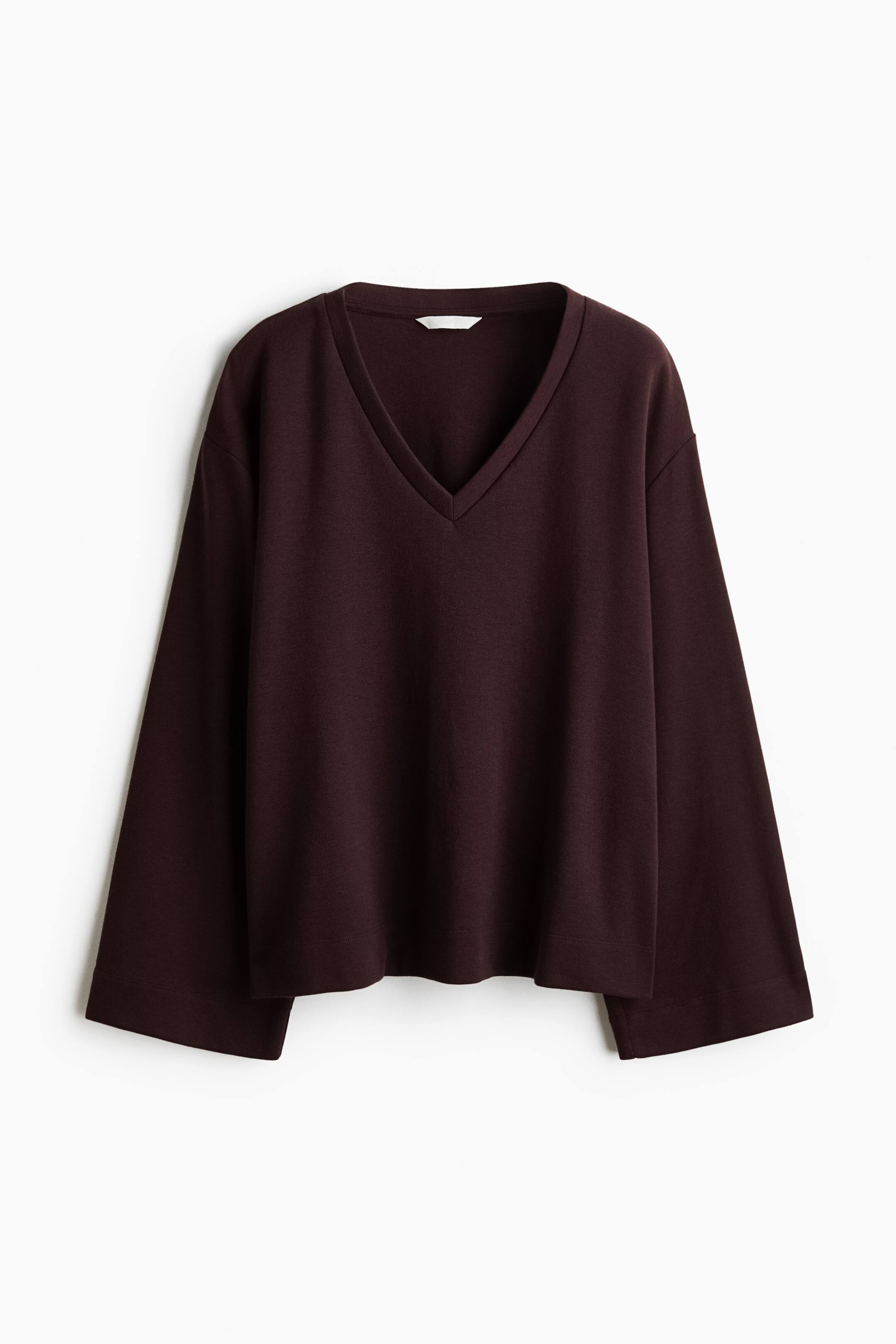 View larger image: Oversized V-neck top - Dark brown - Ladies | H&M 1