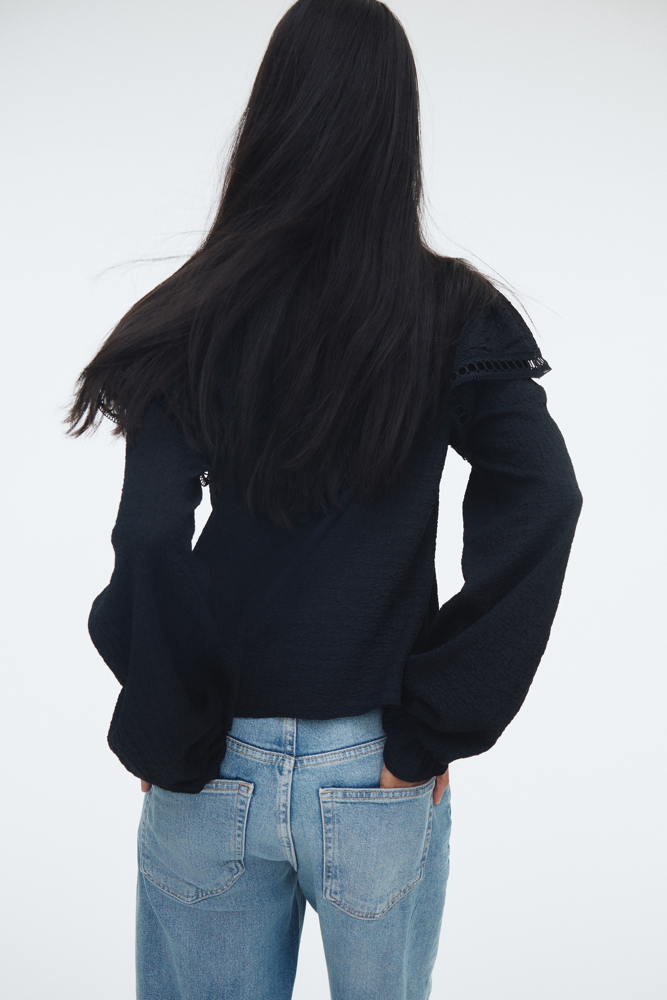 Textured jersey blouse